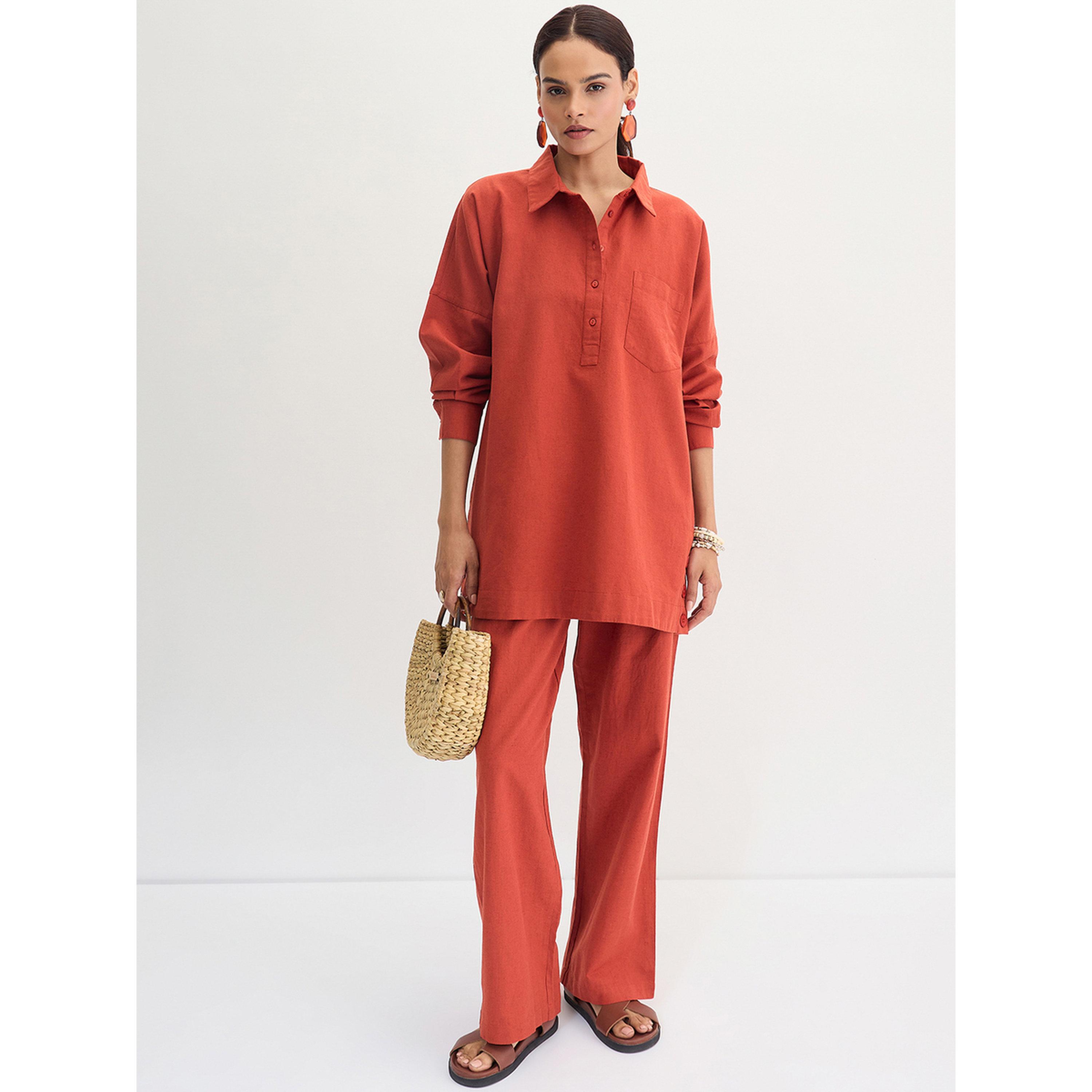 تونيك بأزرار من قماش قطني وكتان-women-clothing-shirtsandblouses-blouses-image-2
