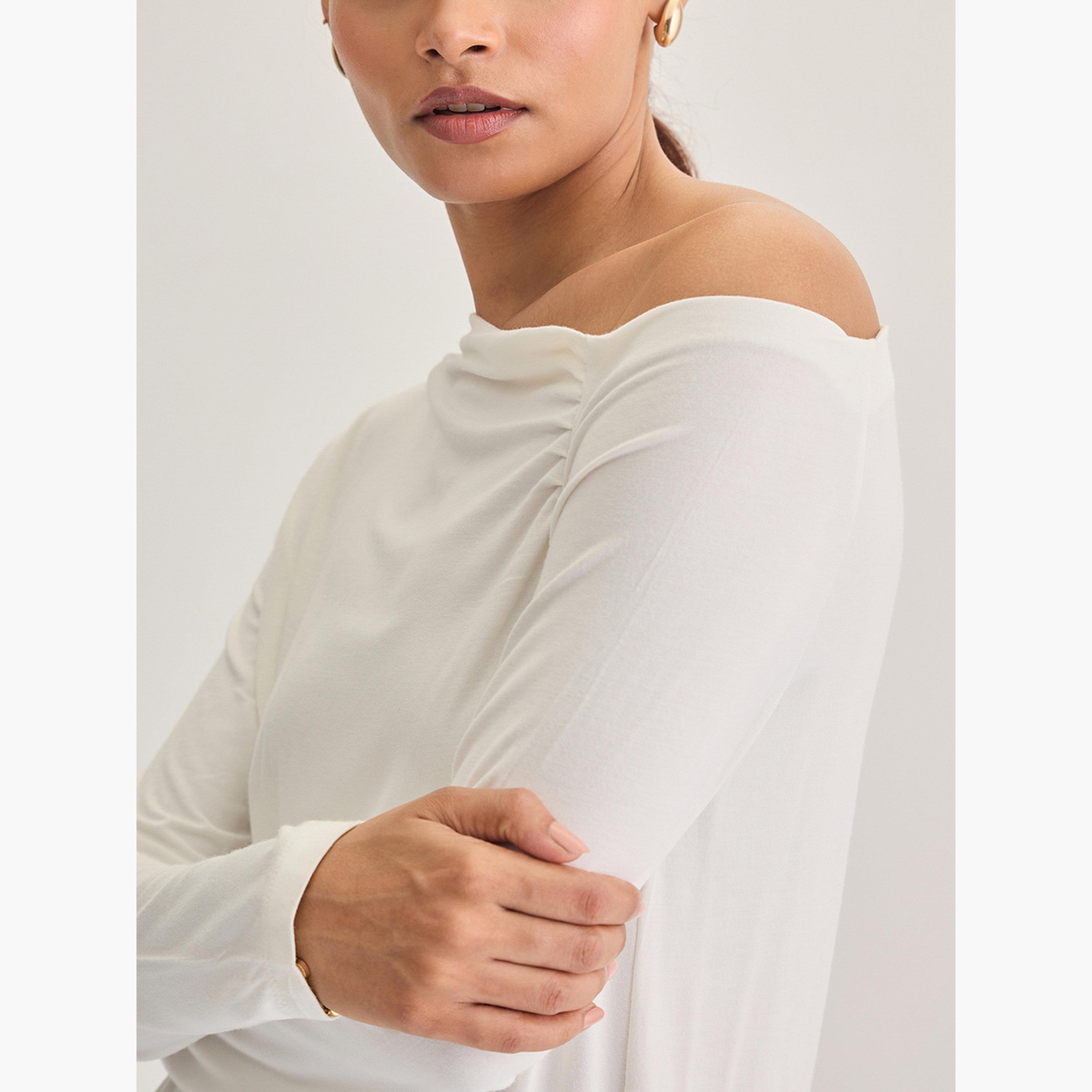 Femmella White Knit One-Shoulder Top-women-clothing-tshirts-image-4