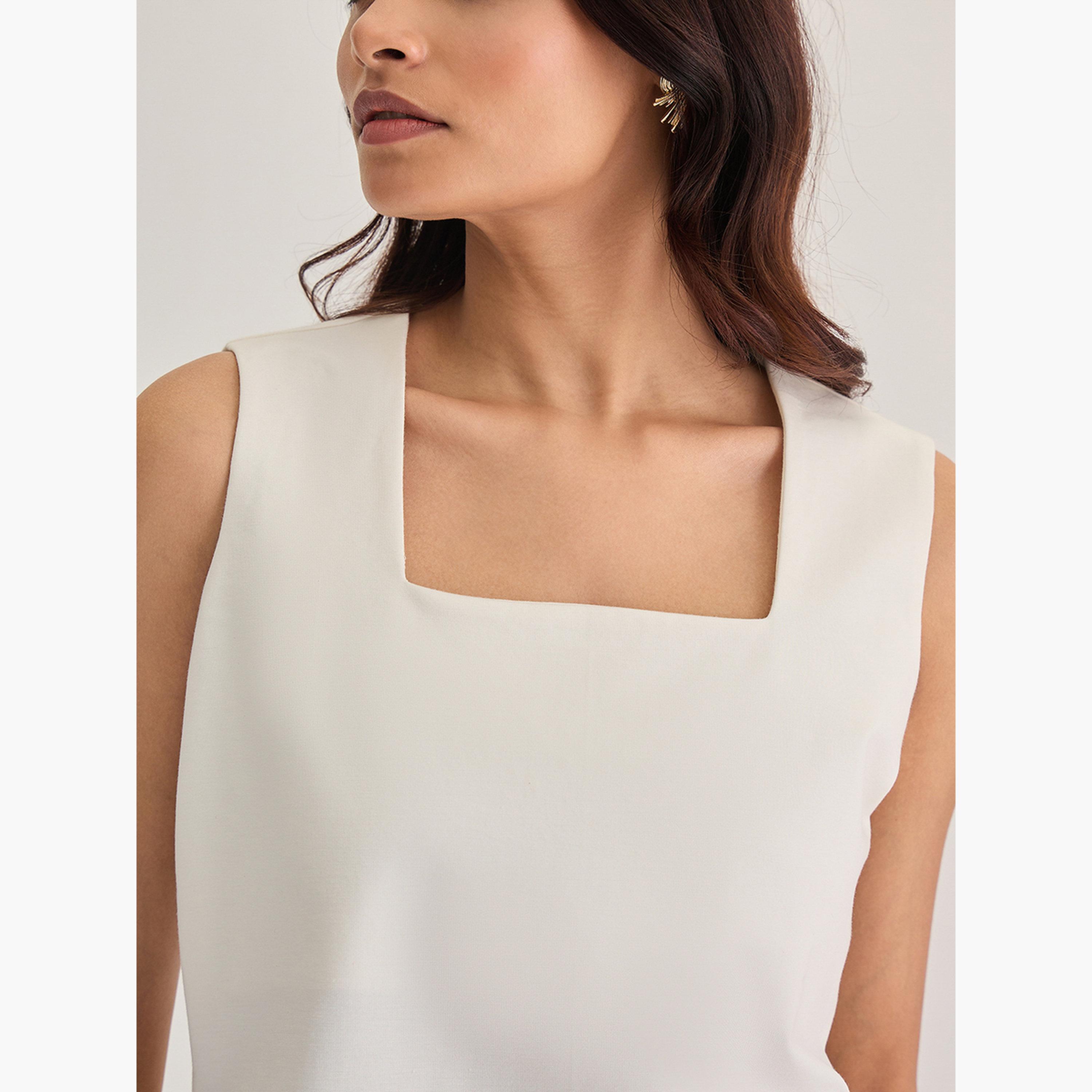 Femmella White Square Neck Sleeveless Top-women-clothing-shirtsandblouses-blouses-image-4