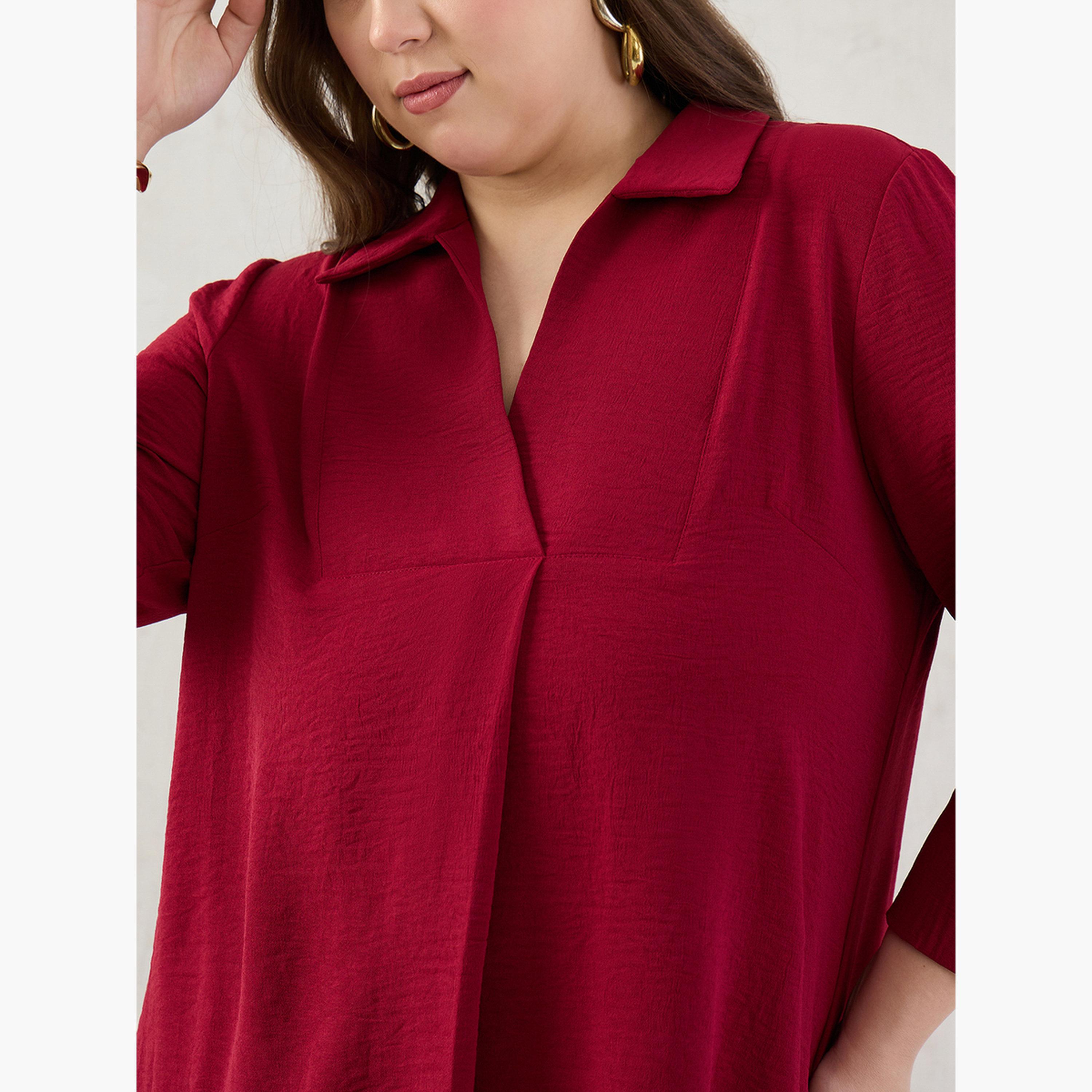 Femmella Plus Size Open Collar Shirt and Trousers Co-ords-women-clothing-coordsets-image-3