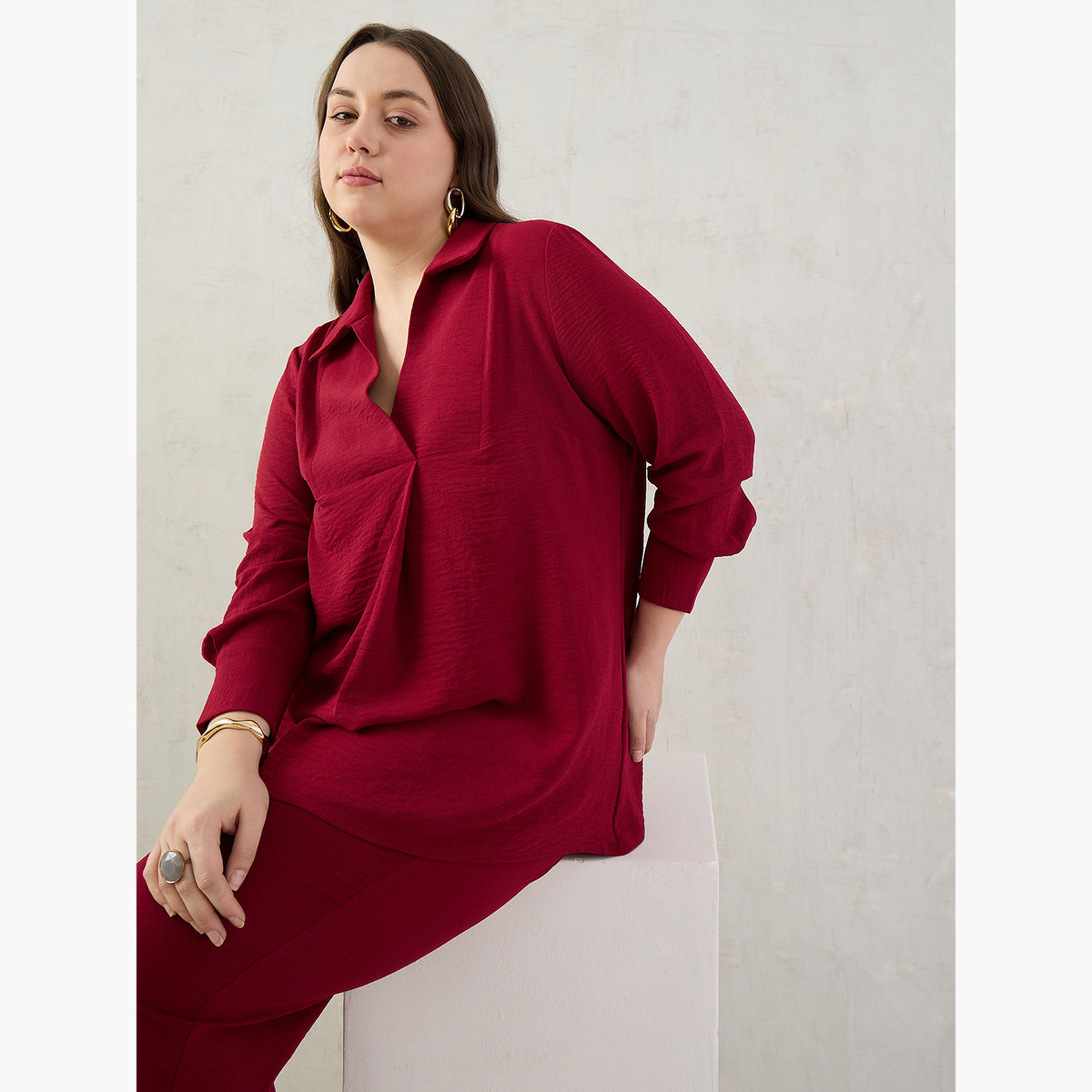 فيميلا - قميص وبنطال مفتوحان الياقة بمقاس واسع-women-clothing-coordsets-image-5