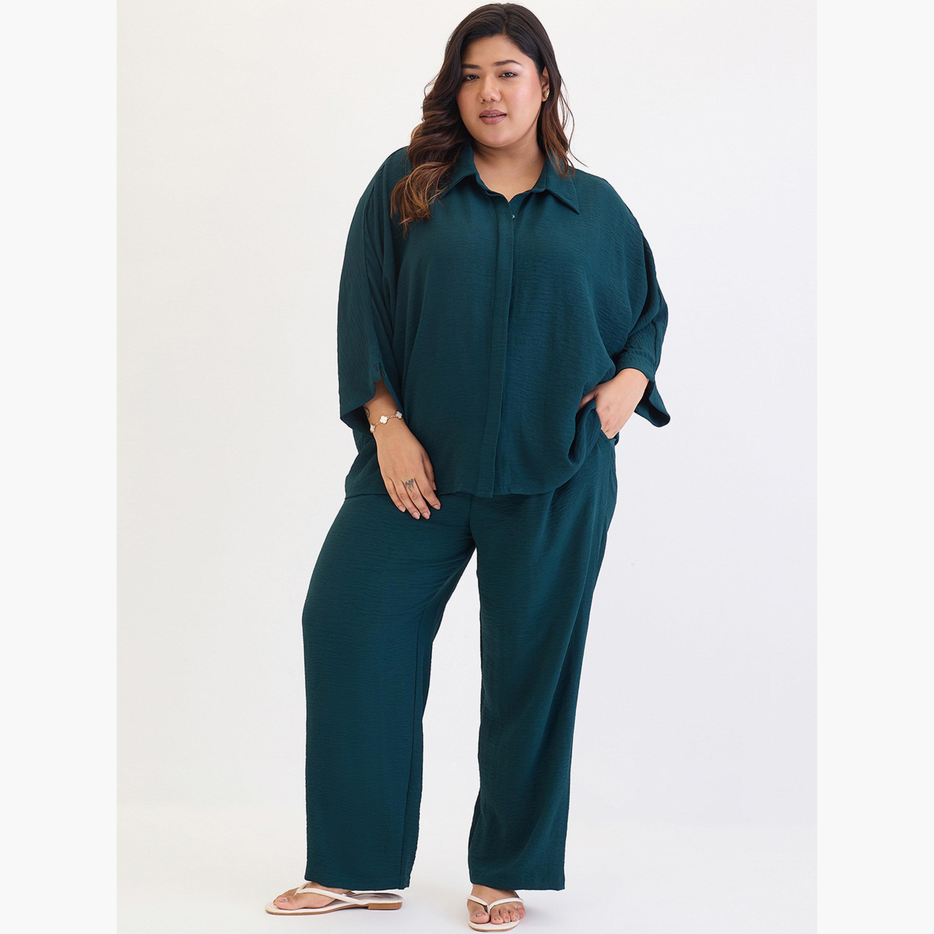 Femmella Plus Size Relaxed Fit Shirt and Trousers Co-Ords-women-clothing-coordsets-image-1