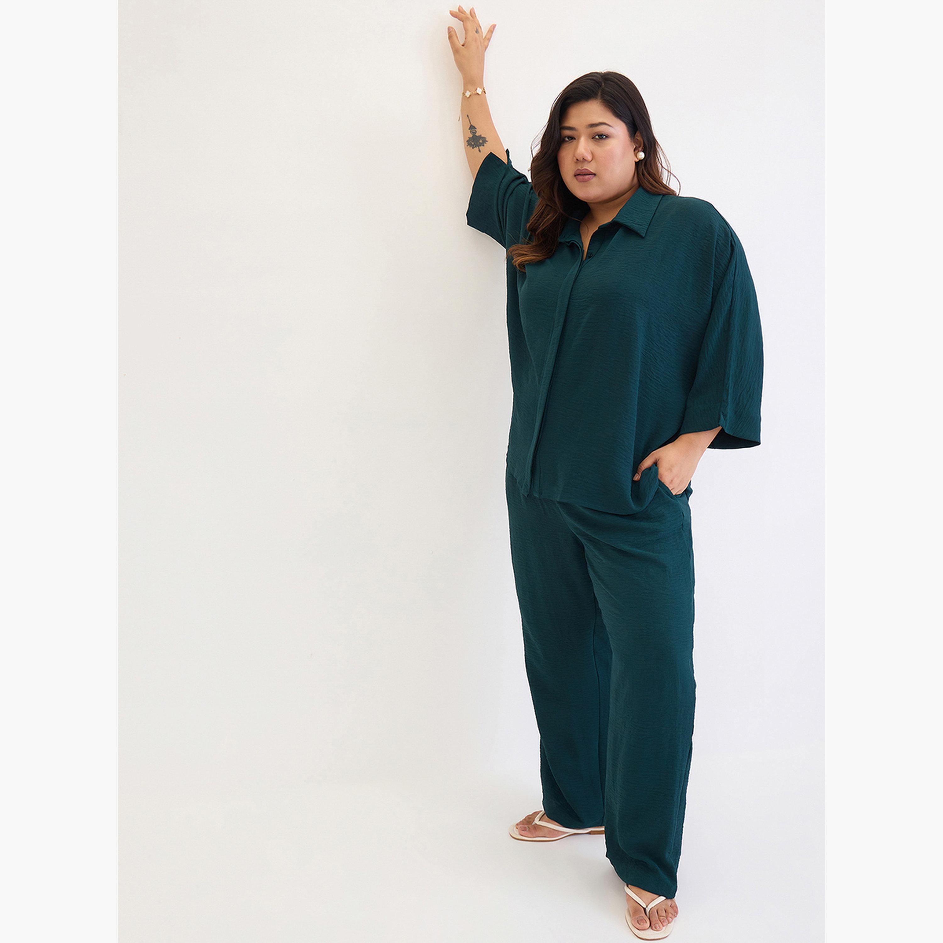Femmella Plus Size Relaxed Fit Shirt and Trousers Co-Ords-women-clothing-coordsets-image-4