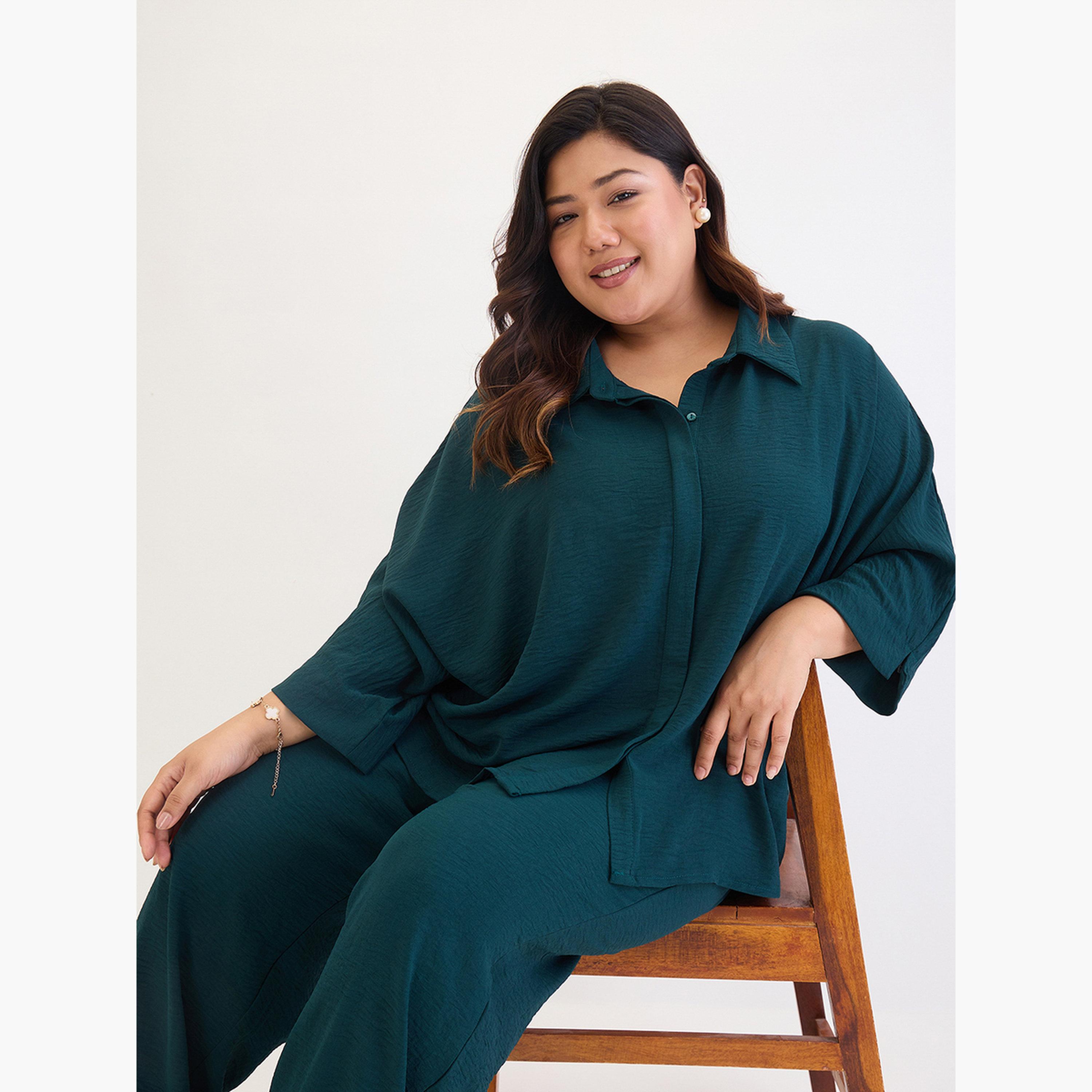 Femmella Plus Size Relaxed Fit Shirt and Trousers Co-Ords-women-clothing-coordsets-image-5