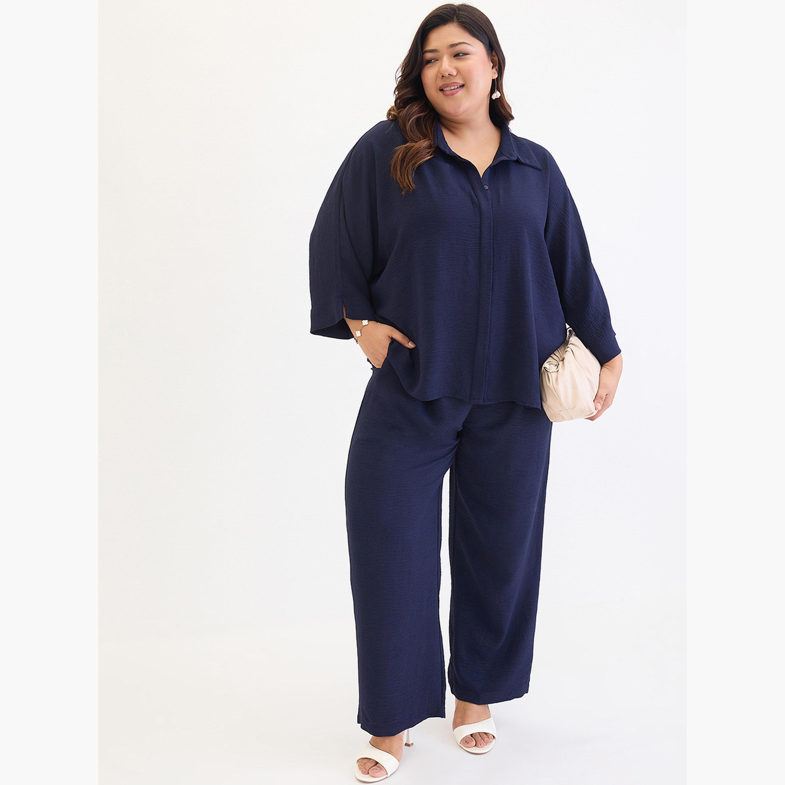 فيميلا - قميص بأكمام كيمونو وبنطال بمقاس واسع-women-clothing-coordsets-image-2