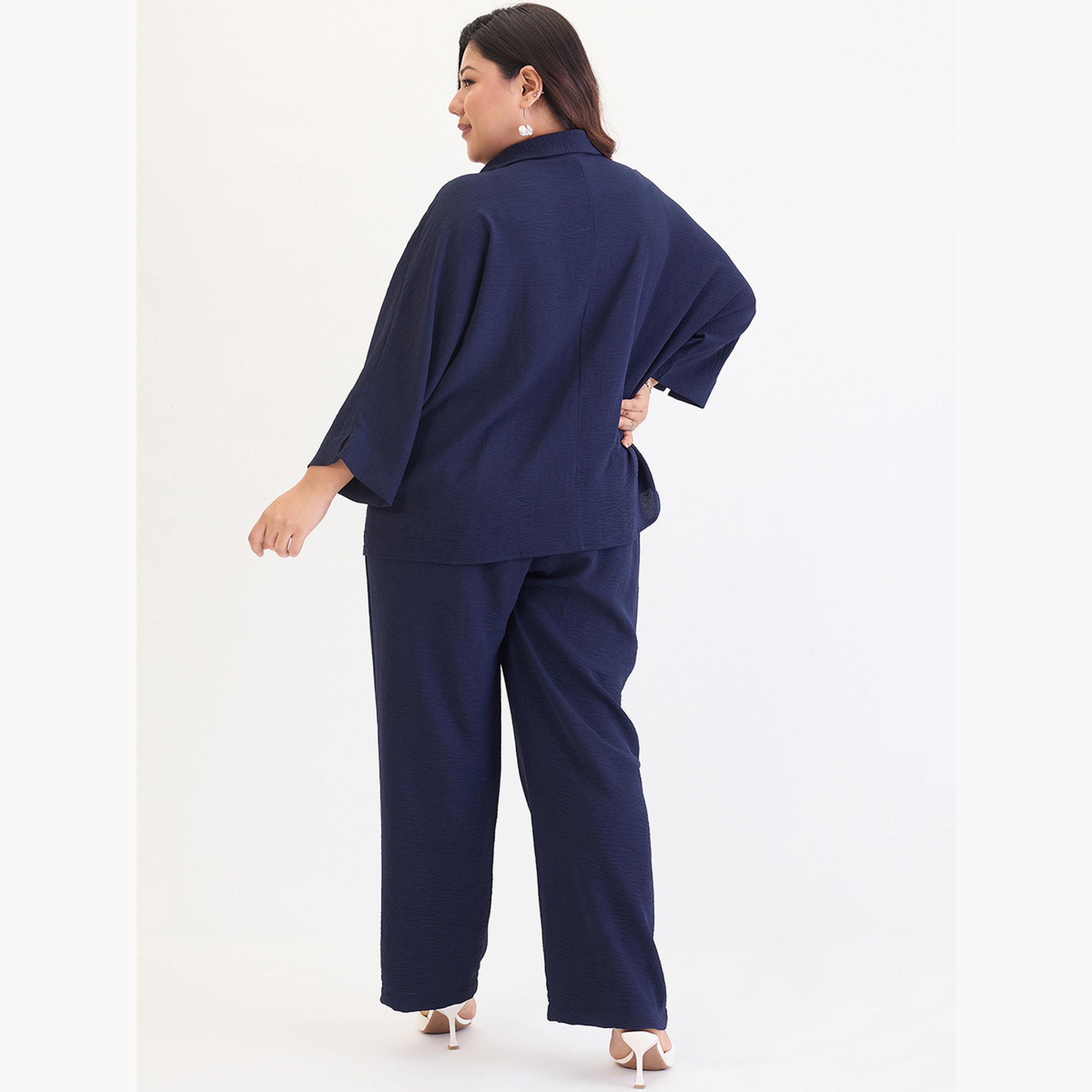 Femmella Plus Size Kimono Sleeve Shirt and Trousers Co-ords-women-clothing-coordsets-image-6