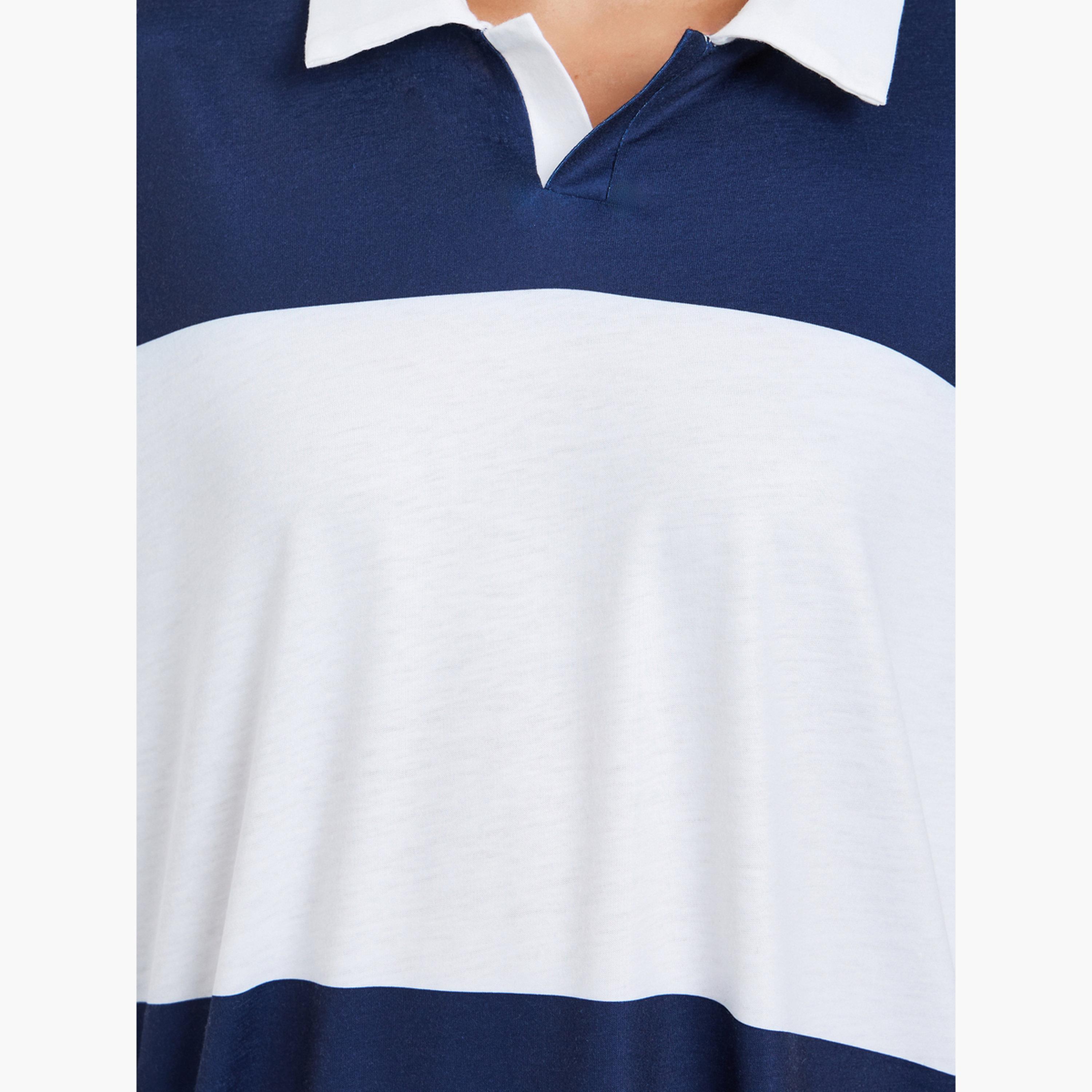 Styli Women Color Block Oversized Polo T-Shirt-women-clothing-tshirts-image-3