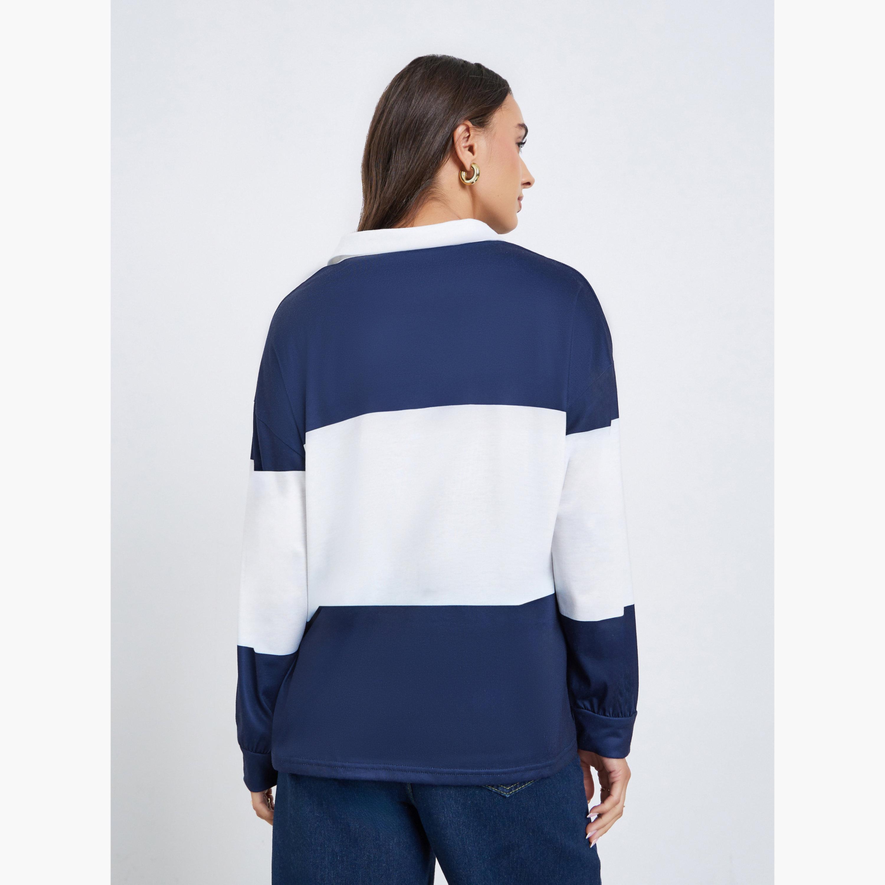 Styli Women Color Block Oversized Polo T-Shirt-women-clothing-tshirts-image-4