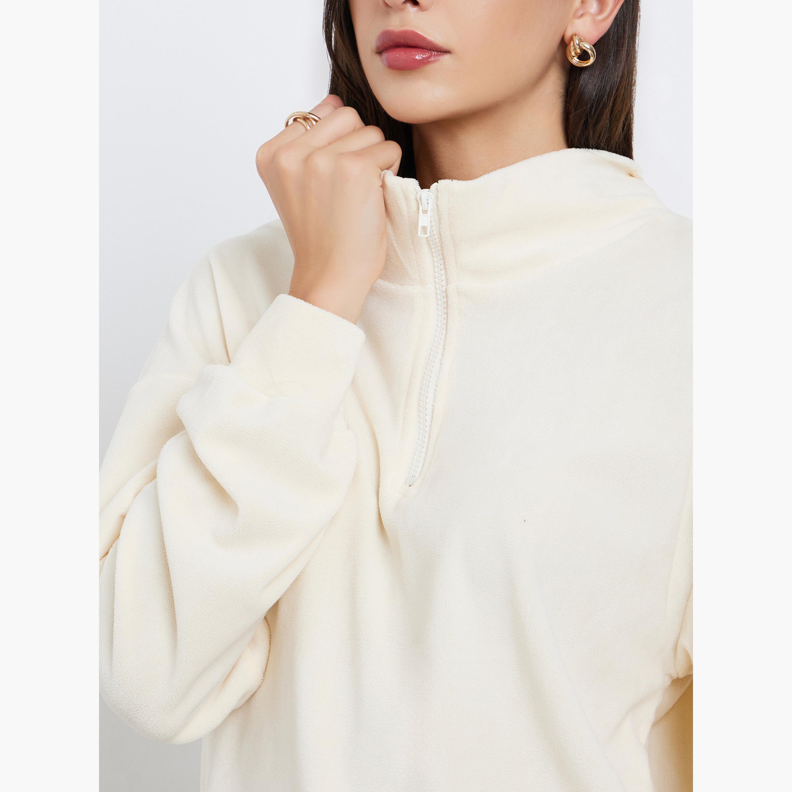 ستايلي - طقم سويت شيرت وبنطال رياضي من الصوف لون أوف وايت للنساء-women-clothing-coordsets-image-6