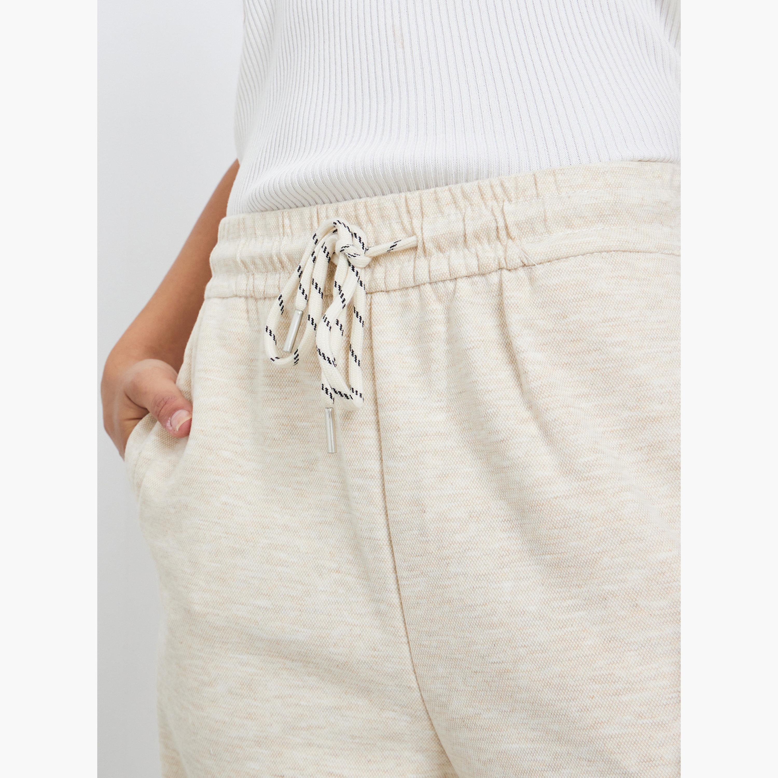 ستايلي - بنطال رياضي كريمي سادة بأكمام للنساء-women-clothing-bottoms-joggers-image-3
