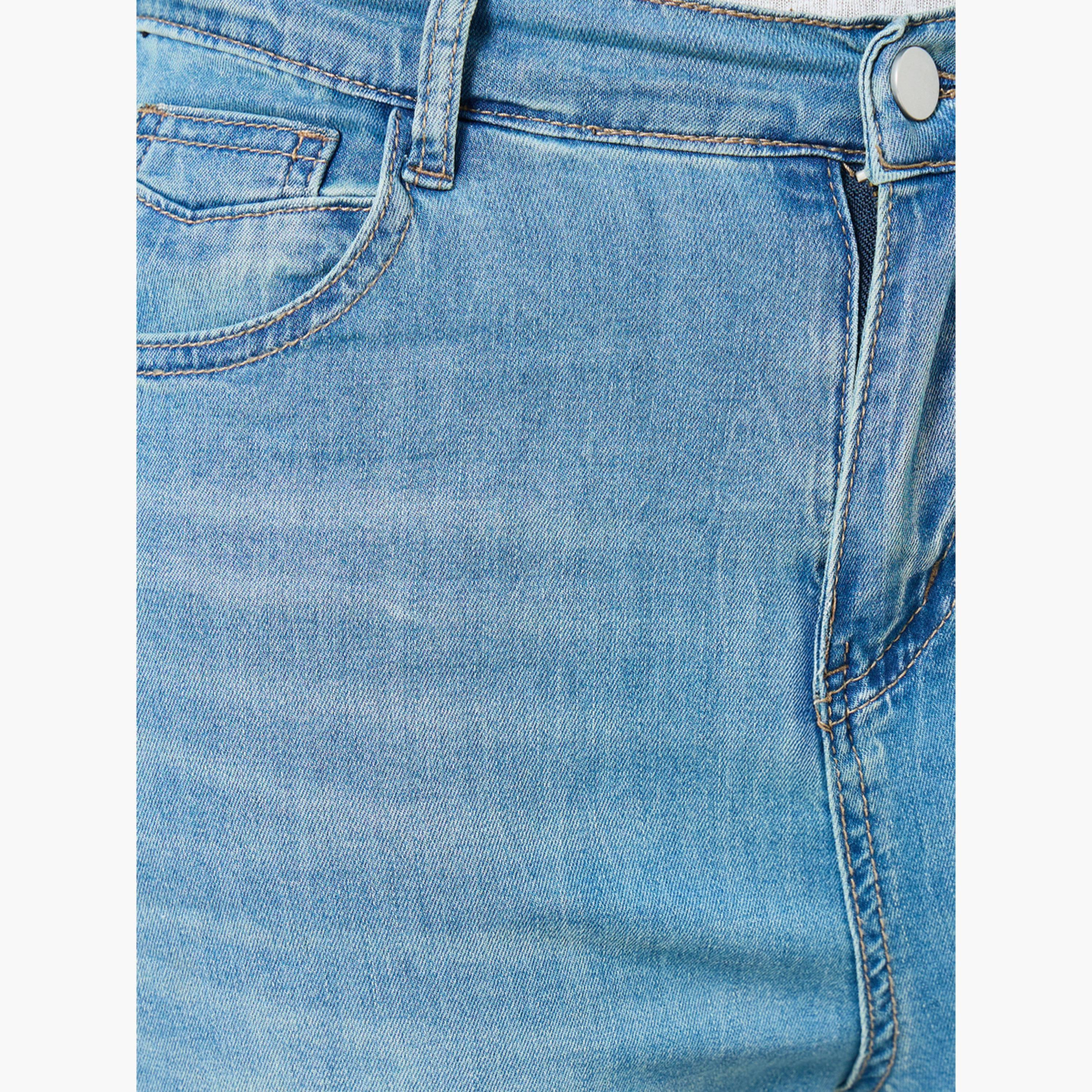 Styli Women Blue Mid Rise Solid Nine-Point Tapered Jeans-women-clothing-bottoms-jeans-image-3