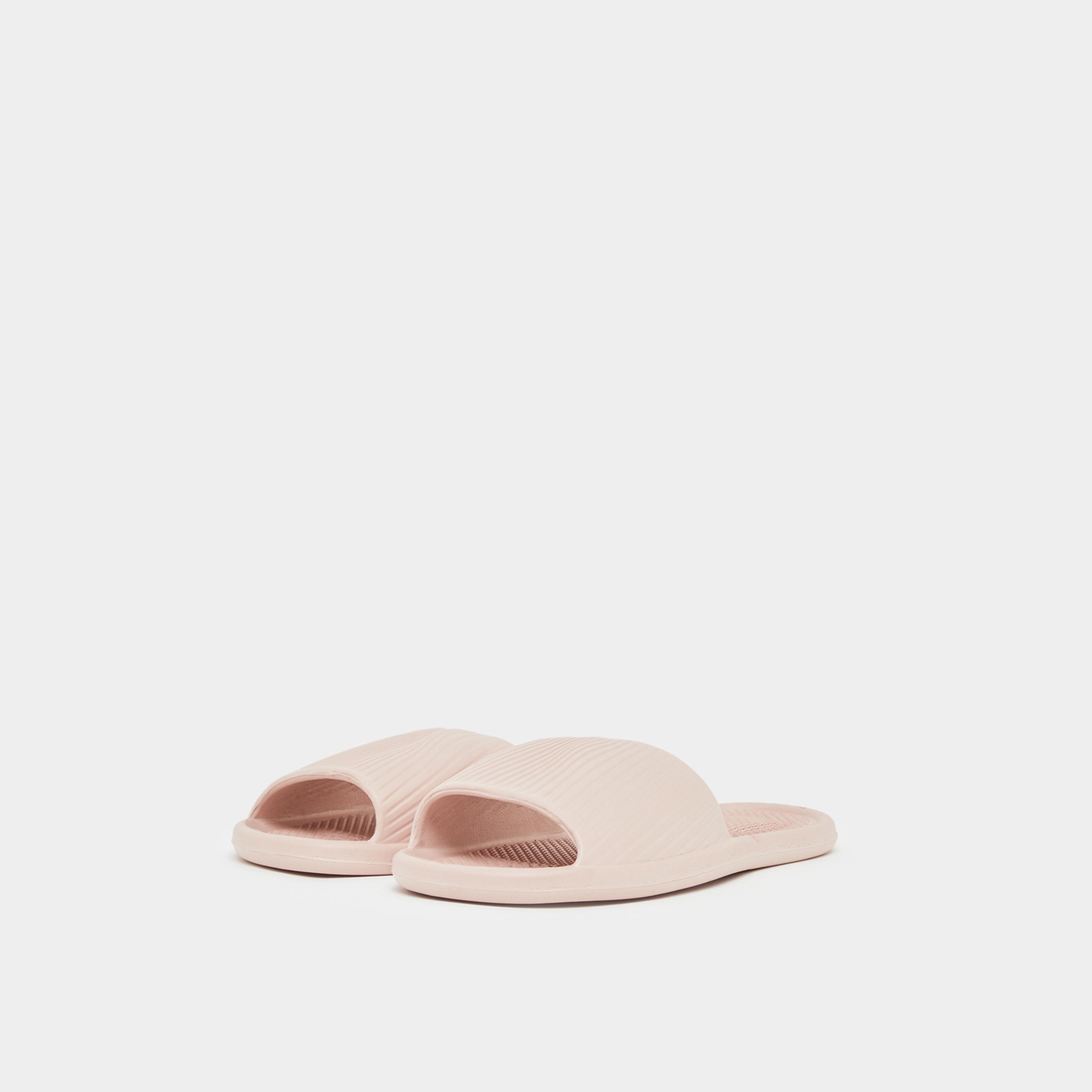 Styli Women Light Pink Textured Slides-women-shoes-flats-slides-image-1