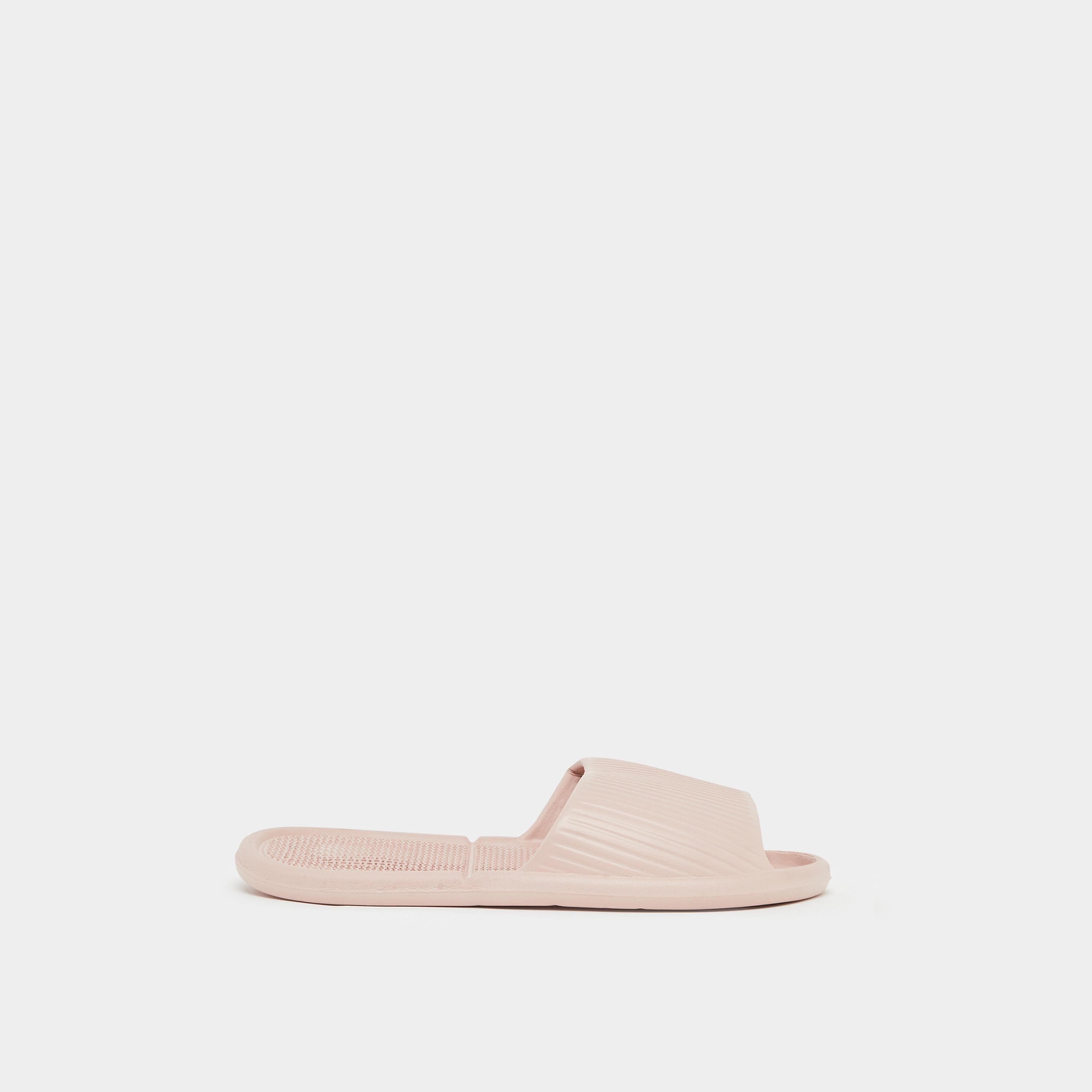 Styli Women Light Pink Textured Slides-women-shoes-flats-slides-image-2