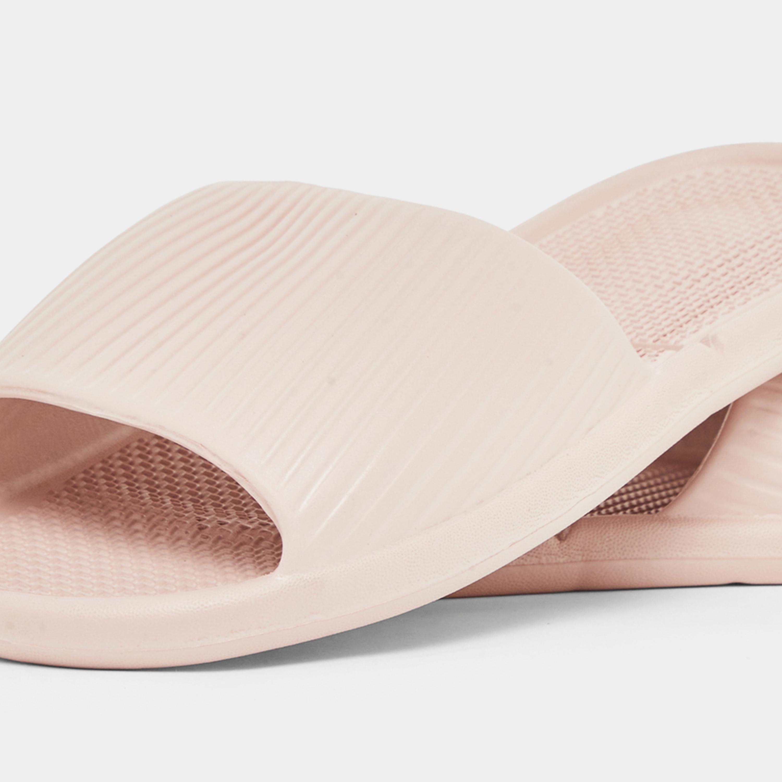 Styli Women Light Pink Textured Slides-women-shoes-flats-slides-image-3