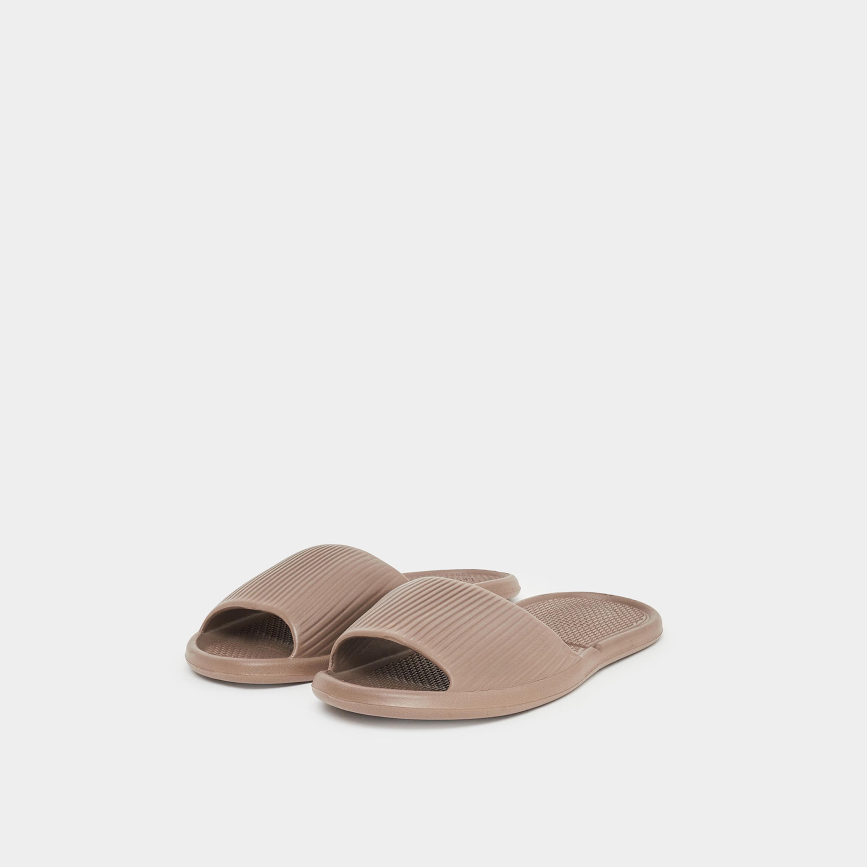 Styli Women Brown Textured Slides-women-shoes-flats-slides-image-1