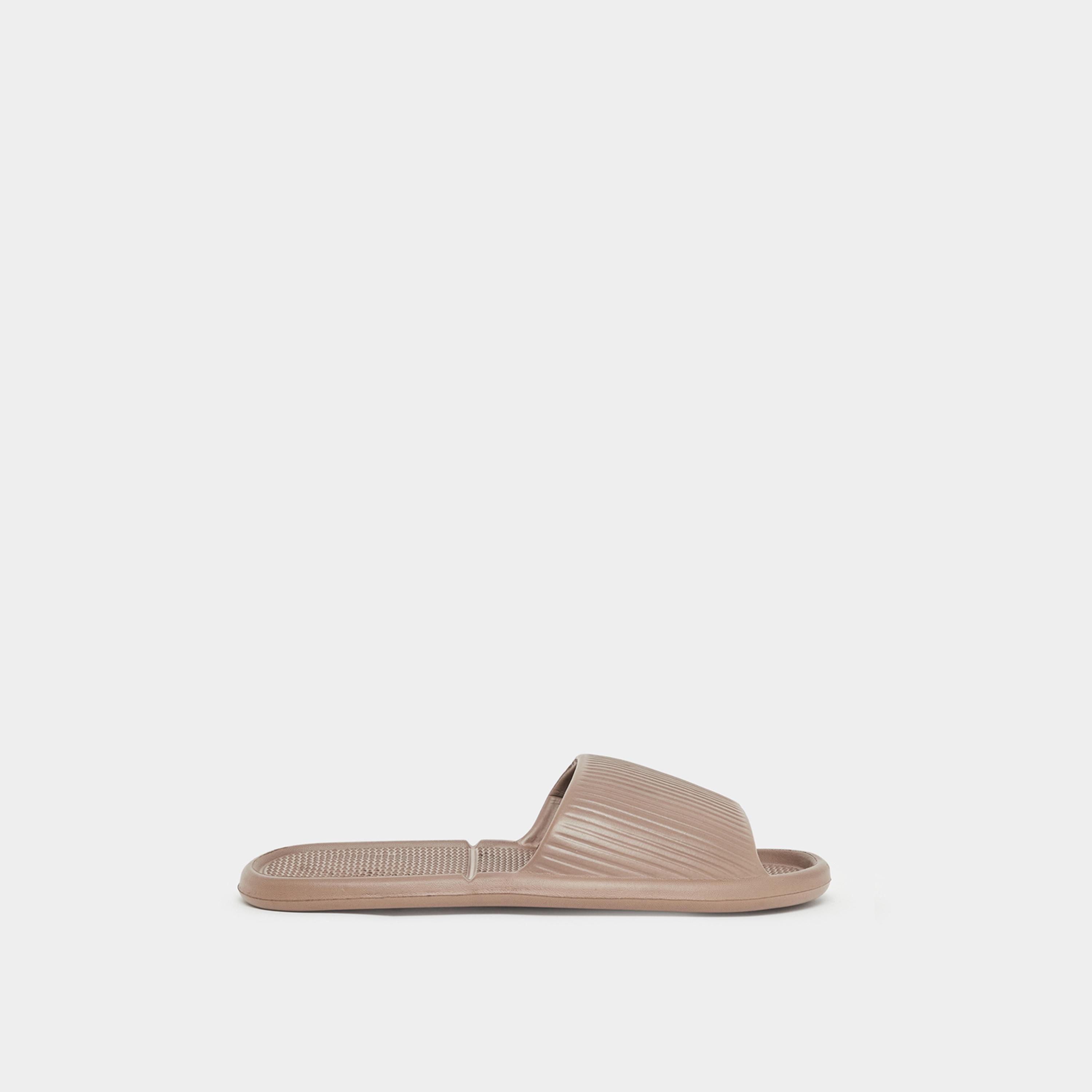 Styli Women Brown Textured Slides-women-shoes-flats-slides-image-2