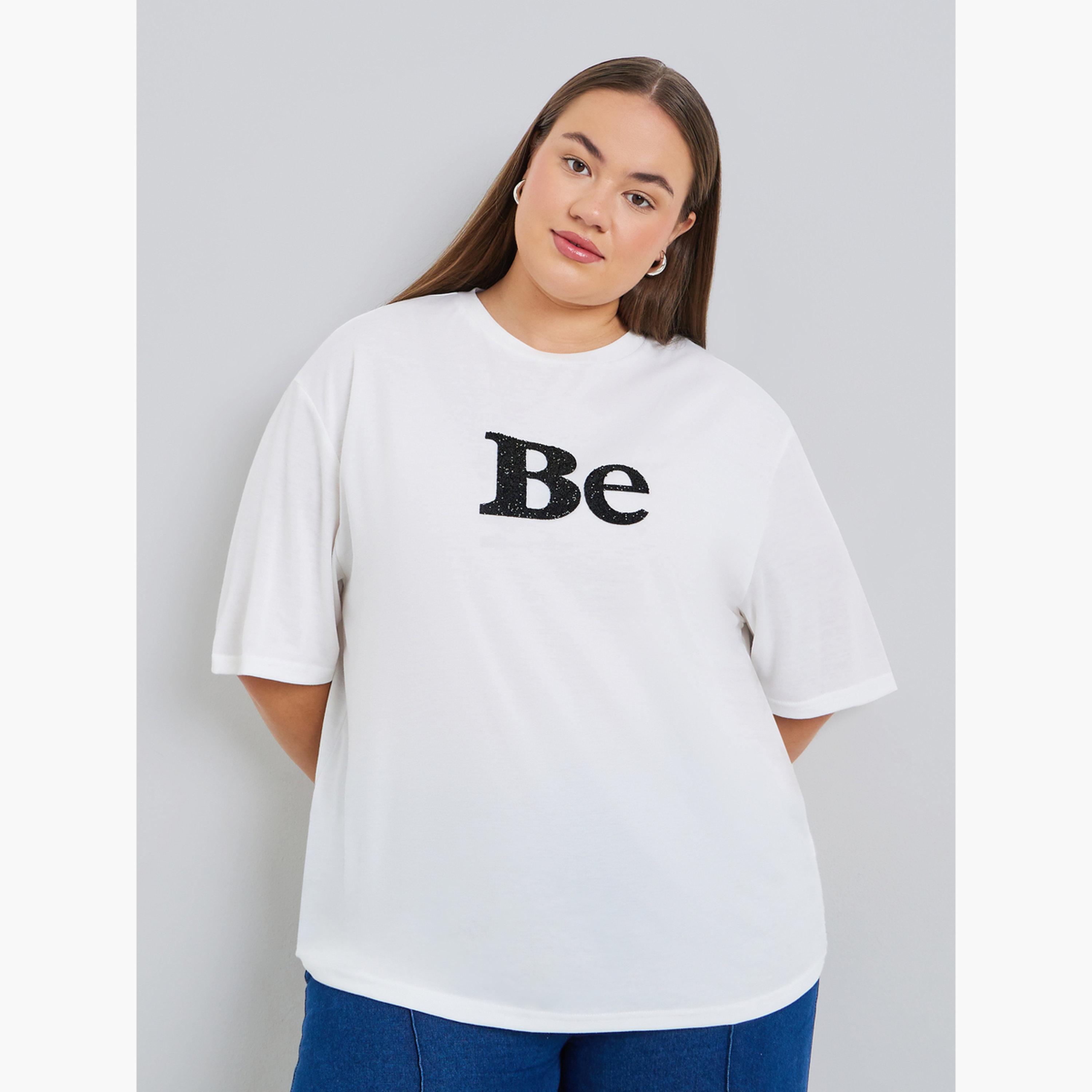 Styli Plus Size White Embellished T-Shirt-women-clothing-tshirts-image-1