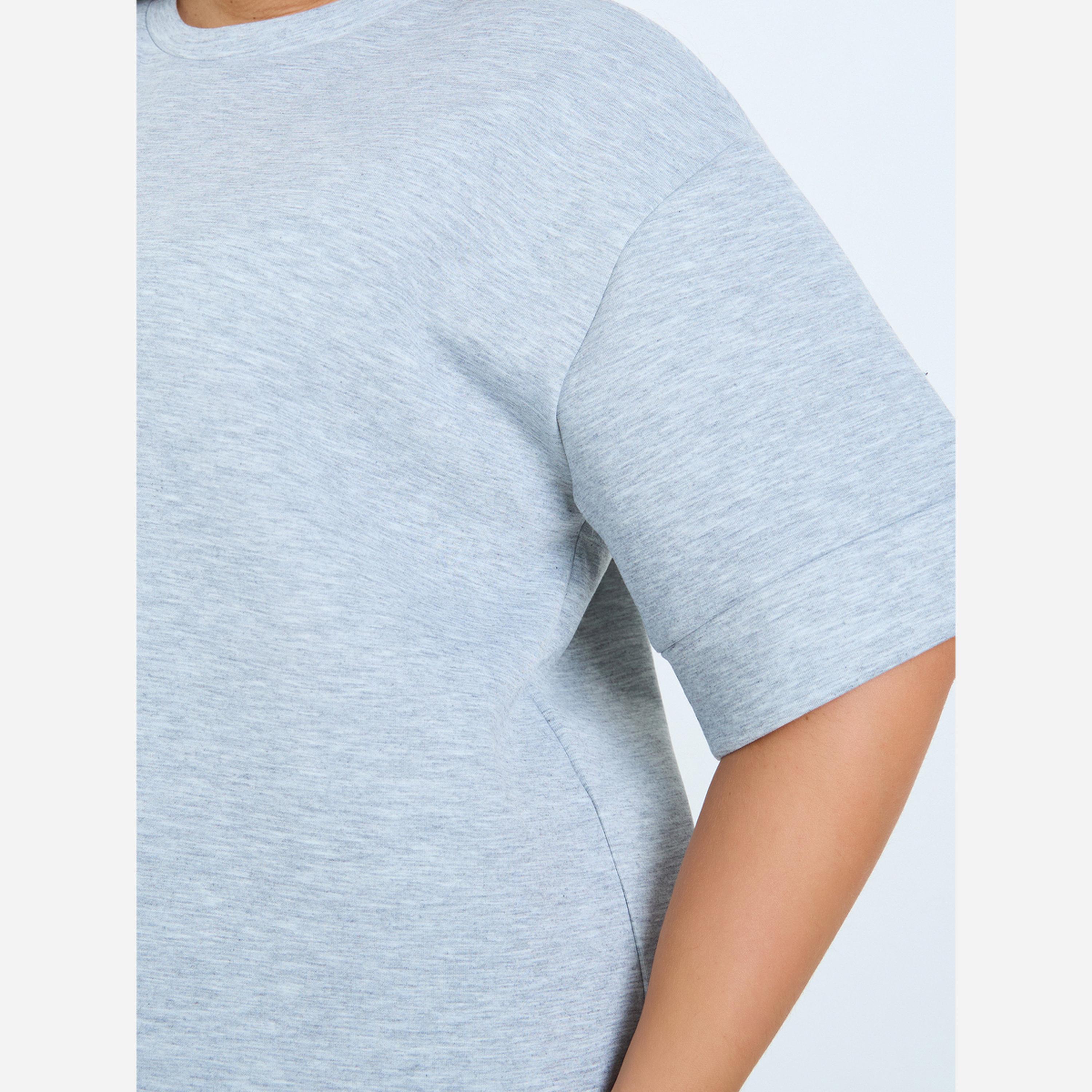 Styli Plus Size Grey Short Sleeve T-Shirt-women-clothing-tshirts-image-3