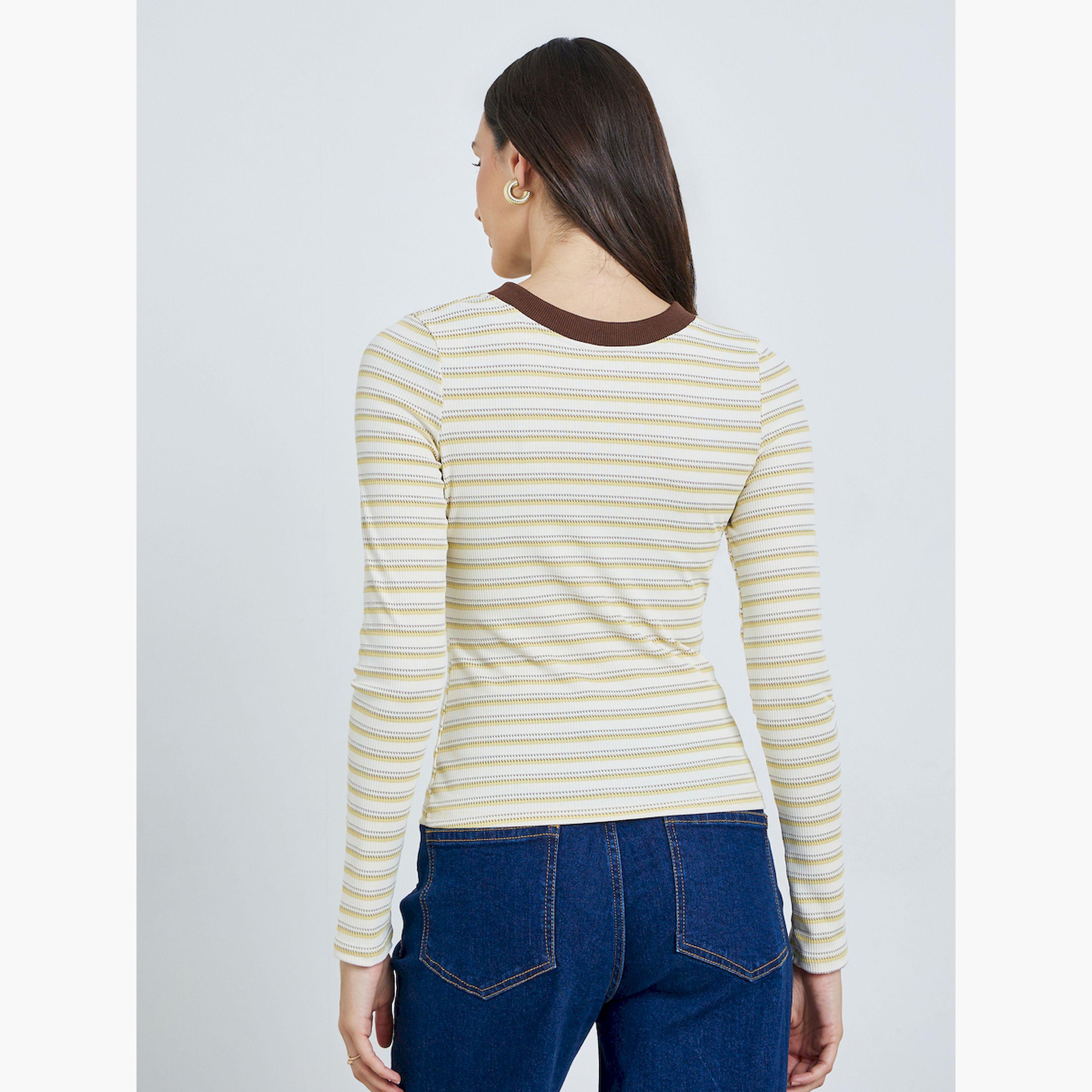 Take Two Women's Striped Round Neck Long Sleeve Top-women-clothing-tshirts-image-4
