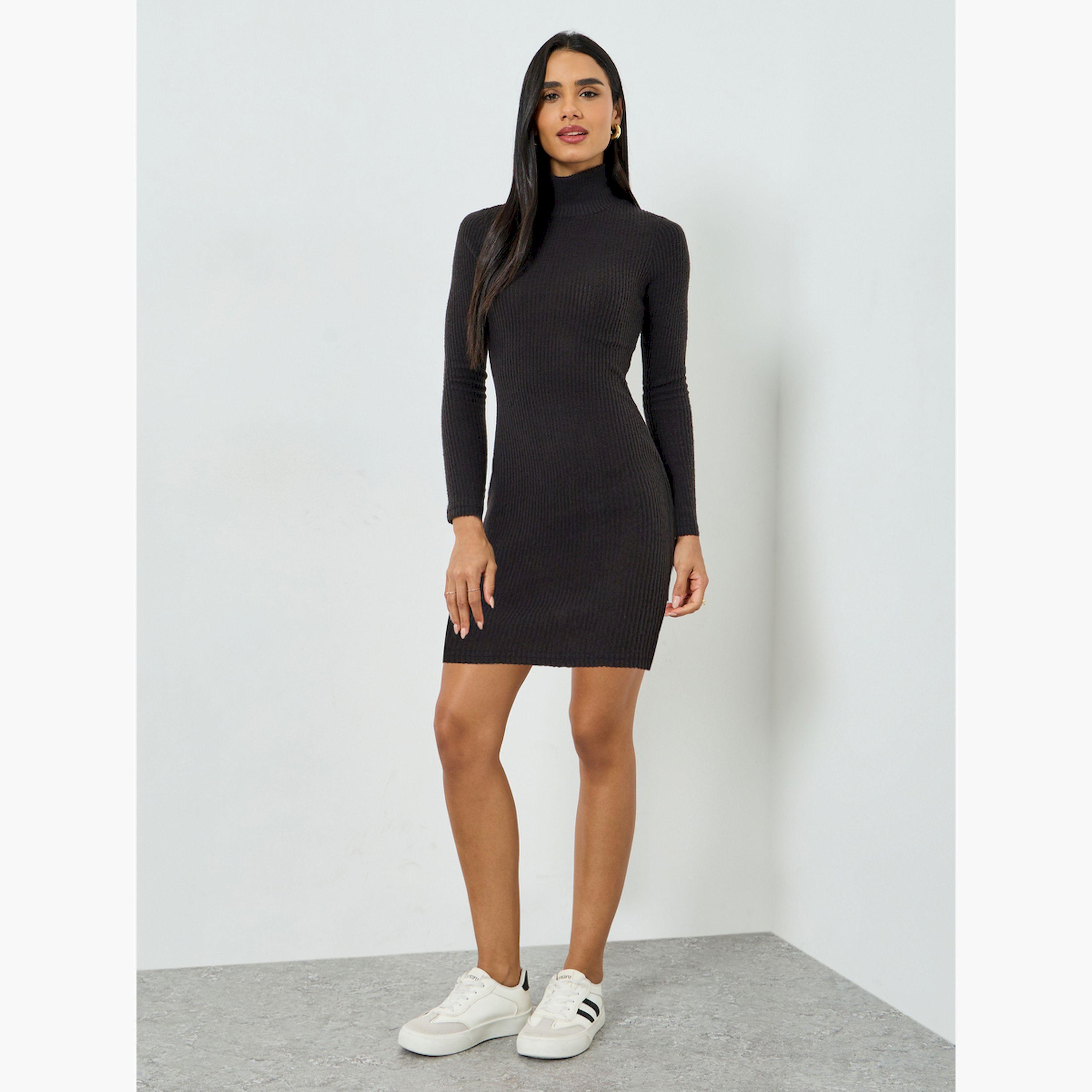 Take Two X Styli Black Ribbed Bodycon Mini Dress-women-clothing-dresses-image-3