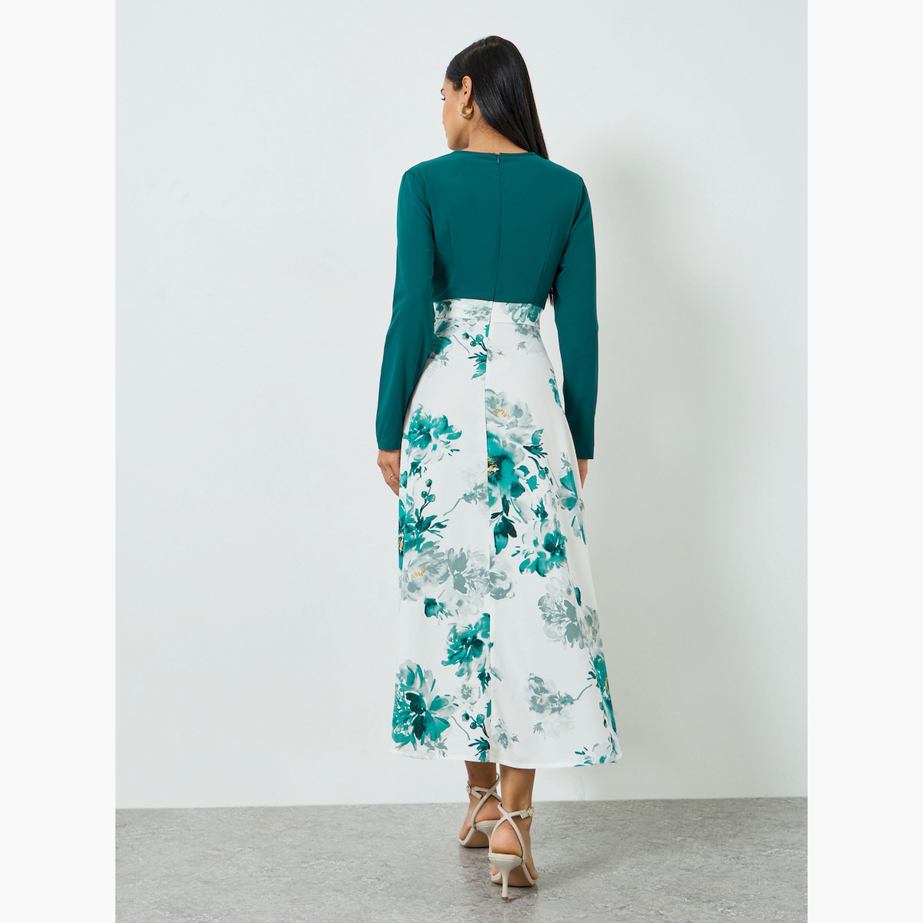 تيك تو × ستايلي - فستان ماكسي مزهر بتفاصيل فيونكة-women-clothing-dresses-image-5