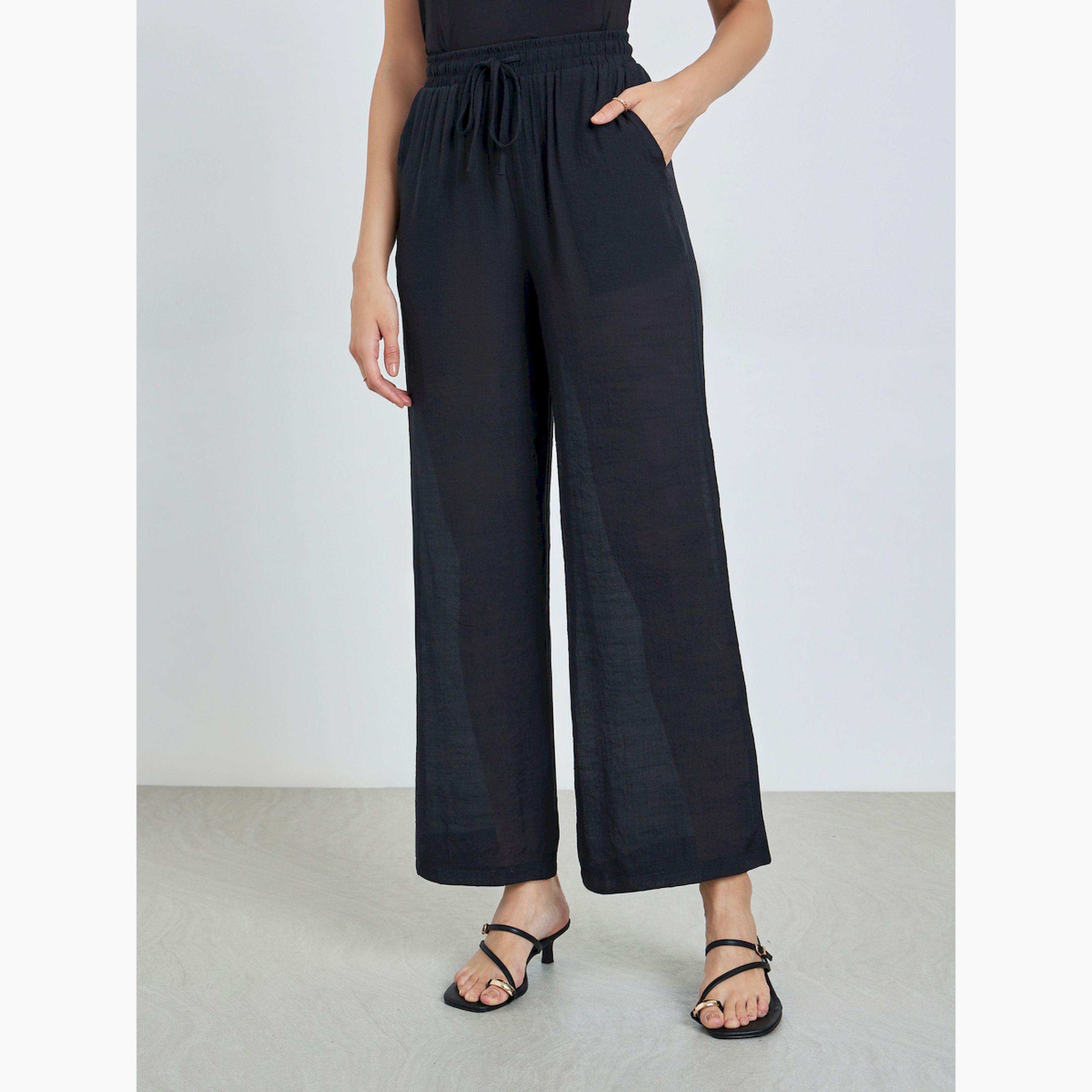 Take Two Black Open Front Midi Kimono with Drawstring Waist Pants Co-Ords-women-clothing-coordsets-image-5