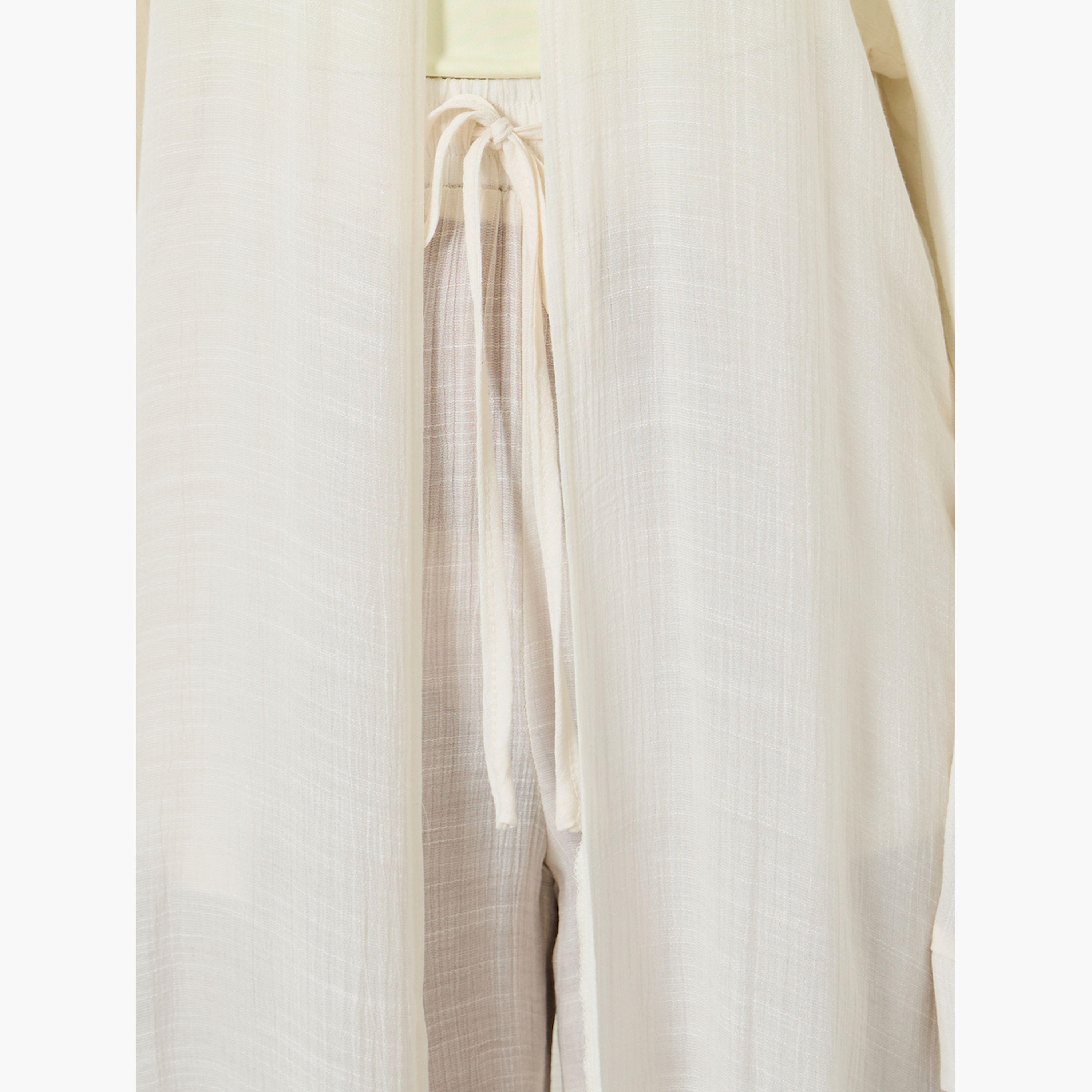 Take Two X Styli Off White Open Front Kimono and Solid Pants Co-Ords-women-clothing-coordsets-image-3