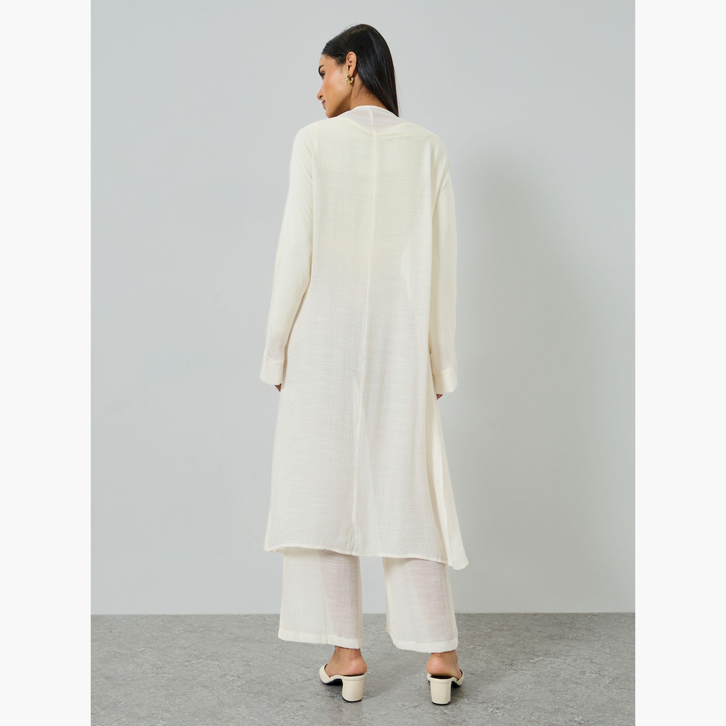 Take Two X Styli Off White Open Front Kimono and Solid Pants Co-Ords-women-clothing-coordsets-image-5
