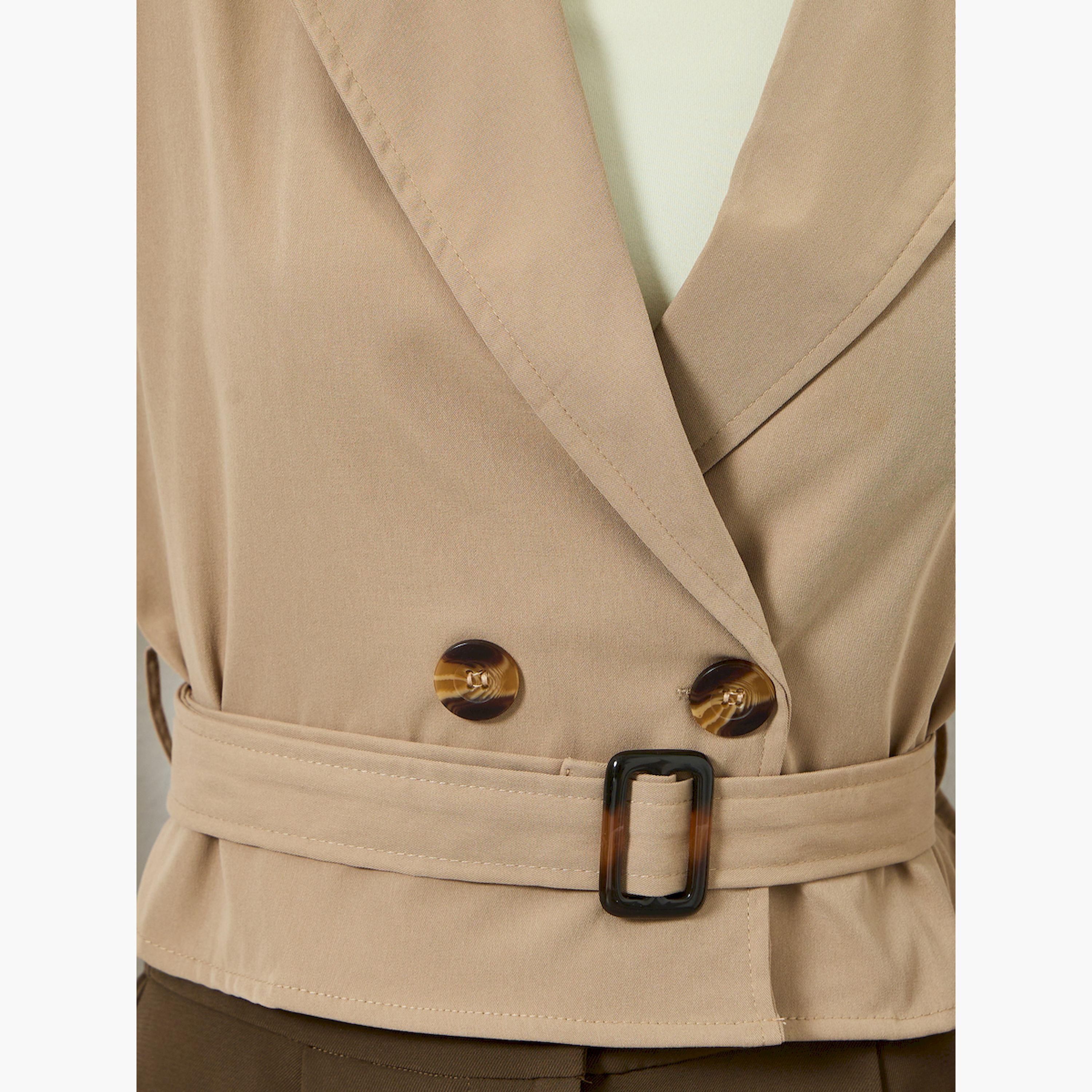 Take Two Tan Belted Cropped Windbreaker Jacket-women-winterwear-coatsandjackets-jackets-image-5