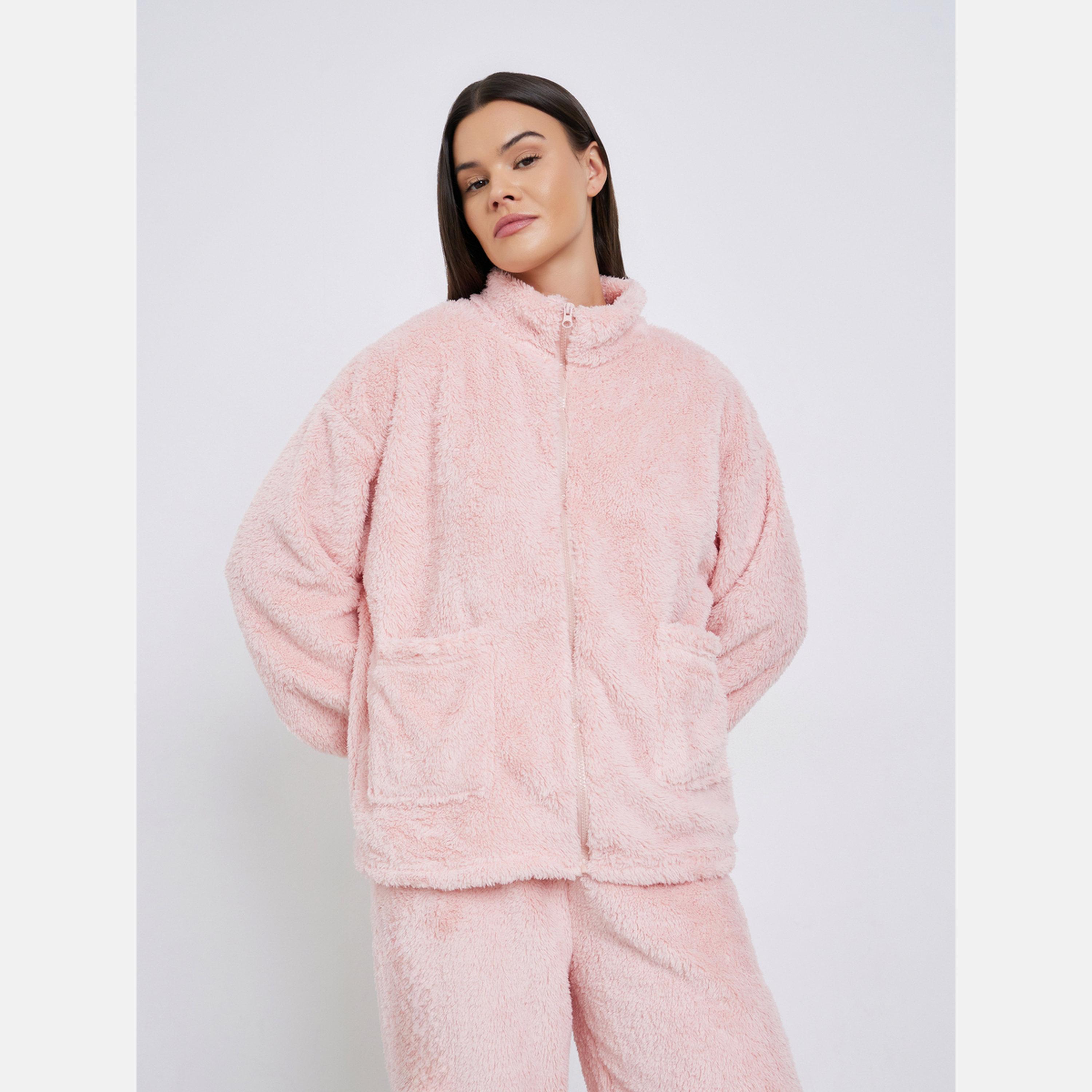 Styli Fleece Full Zip Up Pocket Top and Pyjama Set-women-clothing-nightwear-pyjamas-longsets-image-2