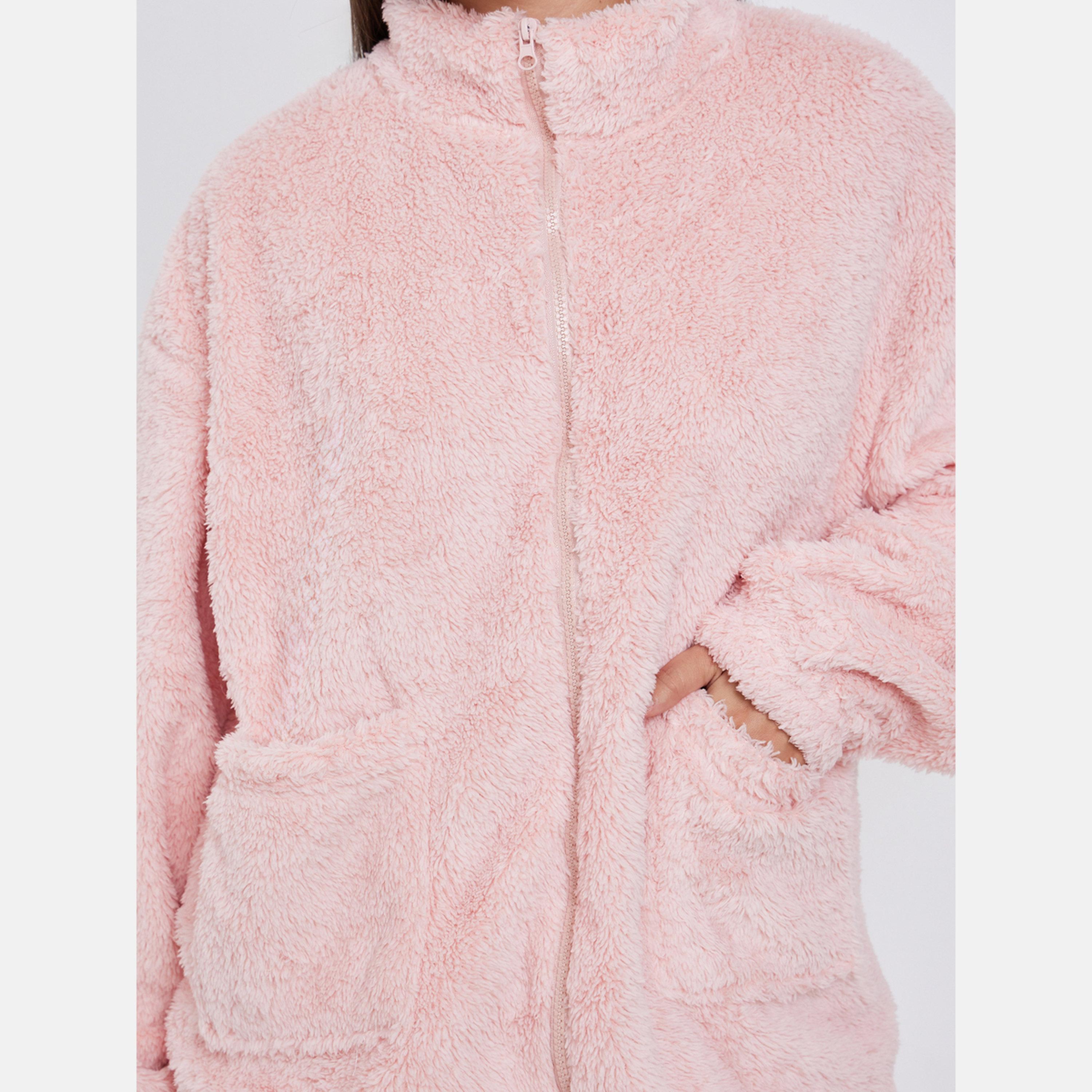 Styli Fleece Full Zip Up Pocket Top and Pyjama Set-women-clothing-nightwear-pyjamas-longsets-image-3