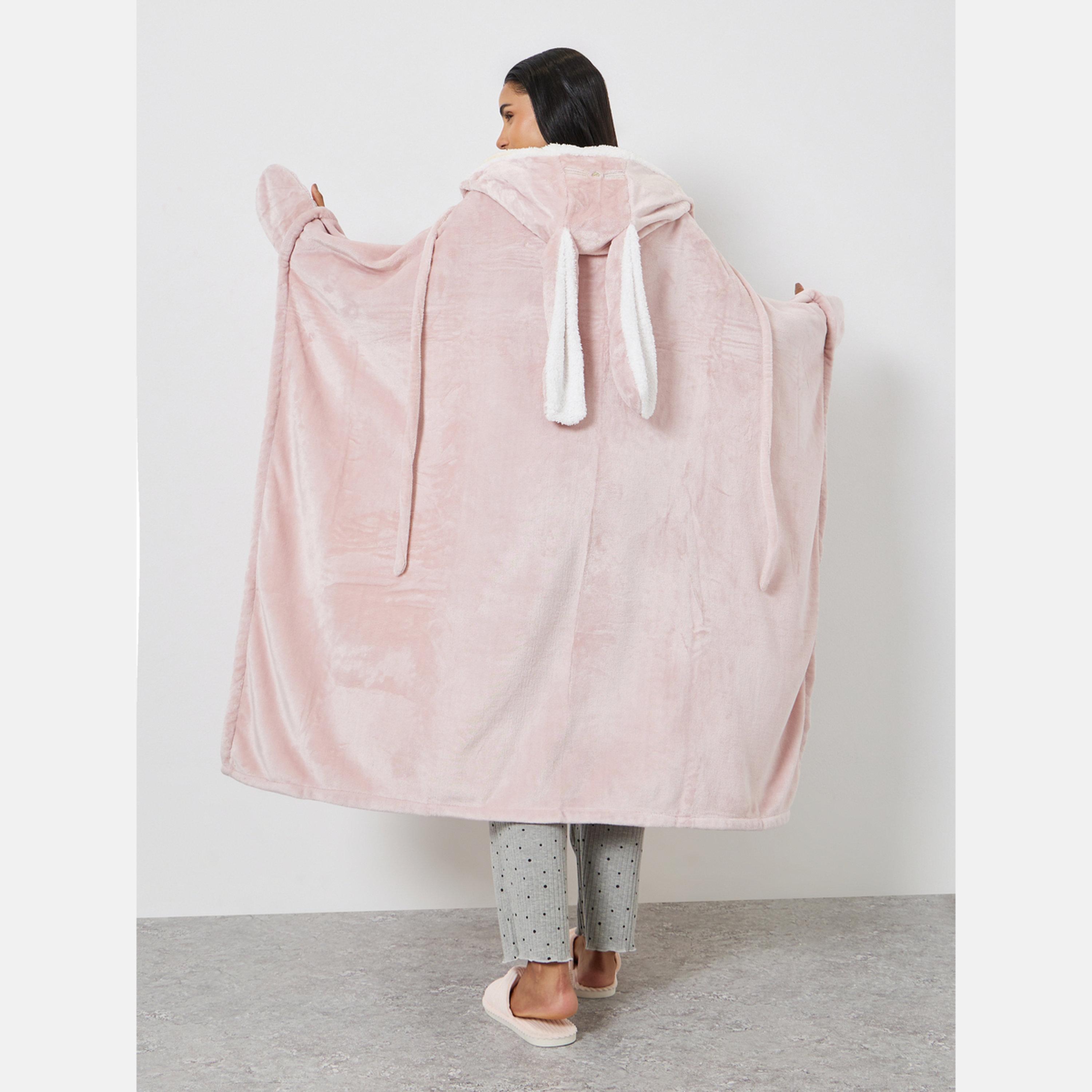 ستايلي - روب صوف بأزرار وغطاء رأس على شكل آذان أرنب-women-clothing-nightwear-robes-image-5