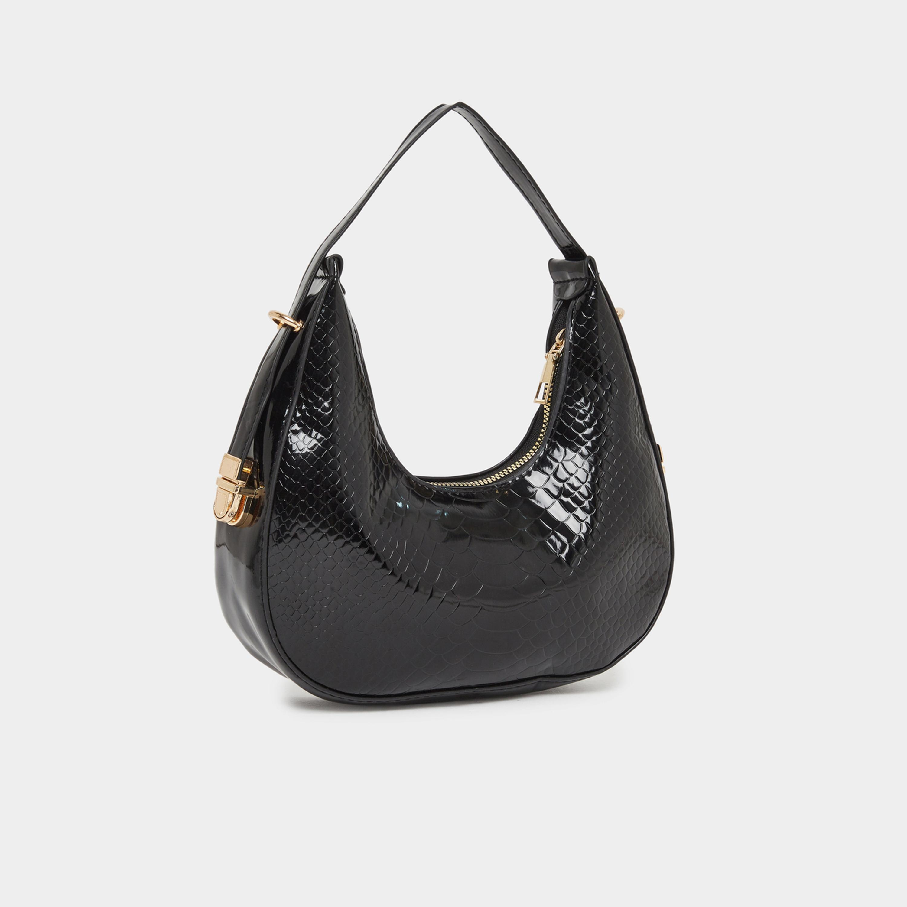 Styli Snake Skin Textured Single Top Handle Hobo Bag-women-bagsandwallets-handbags-image-1