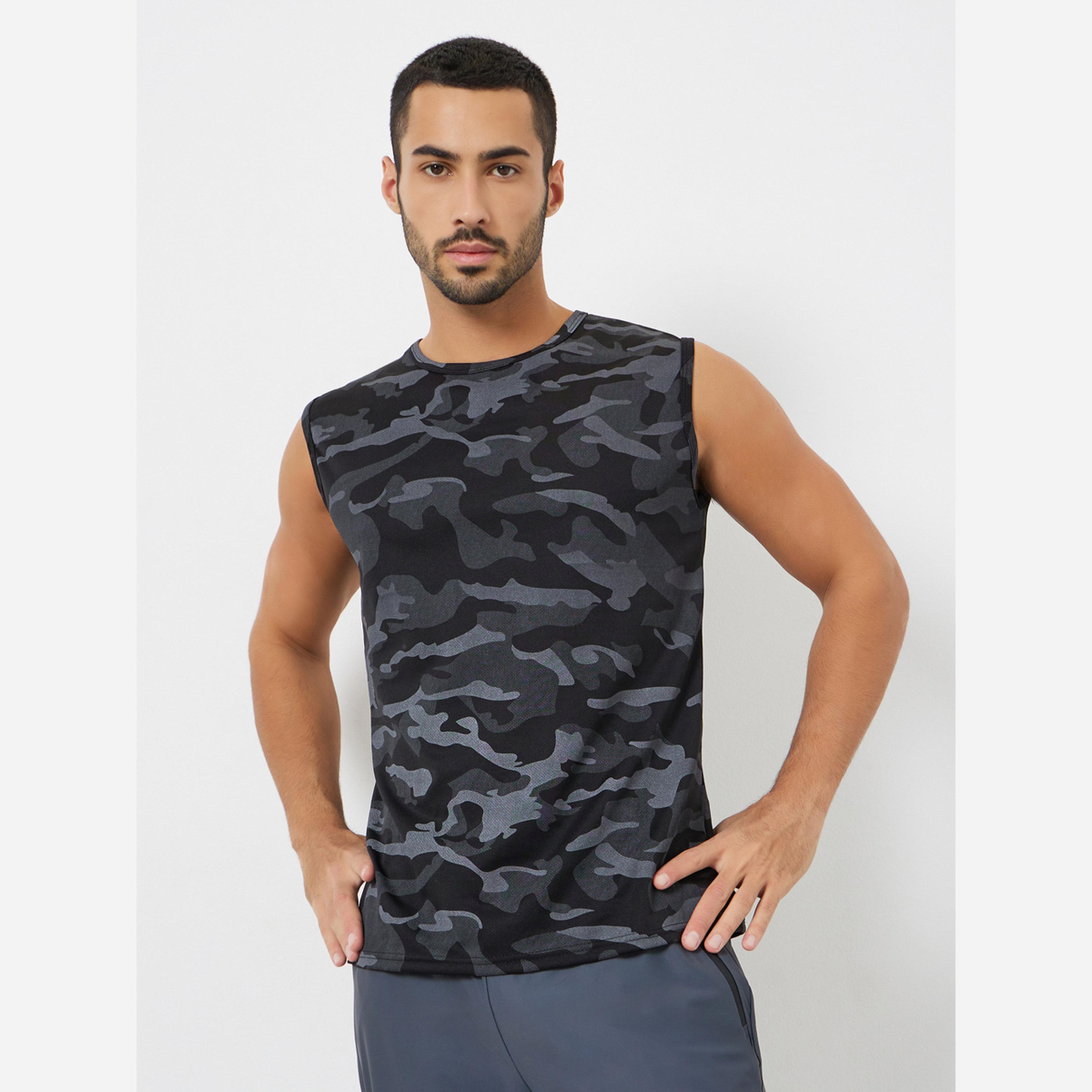 Styli Men Black Camo Print Relaxed Tank-men-clothing-sportswearandactivewear-tshirtsandpolos-image-1