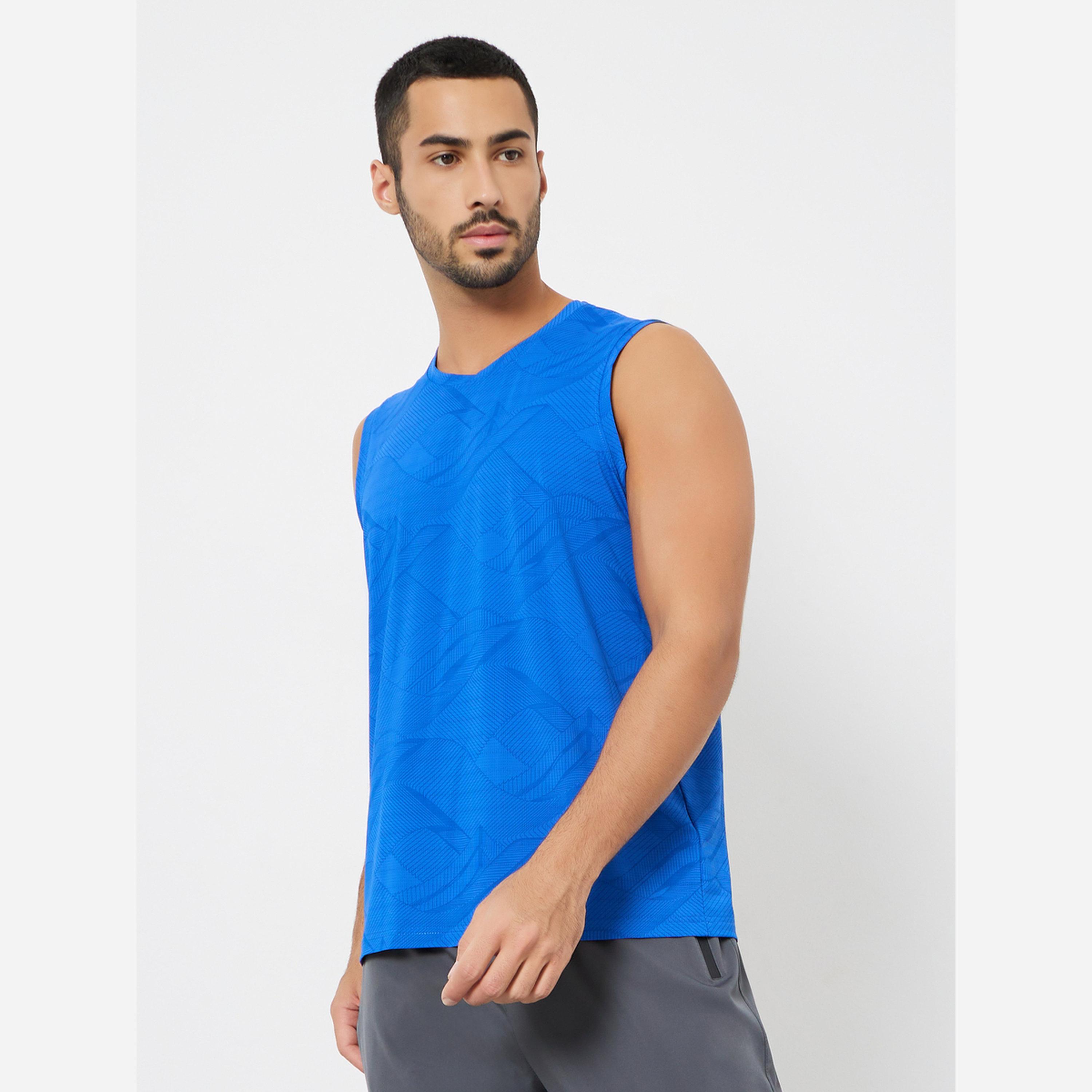 Styli Men Blue Printed Performance Relaxed Tank-men-clothing-sportswearandactivewear-tshirtsandpolos-image-1
