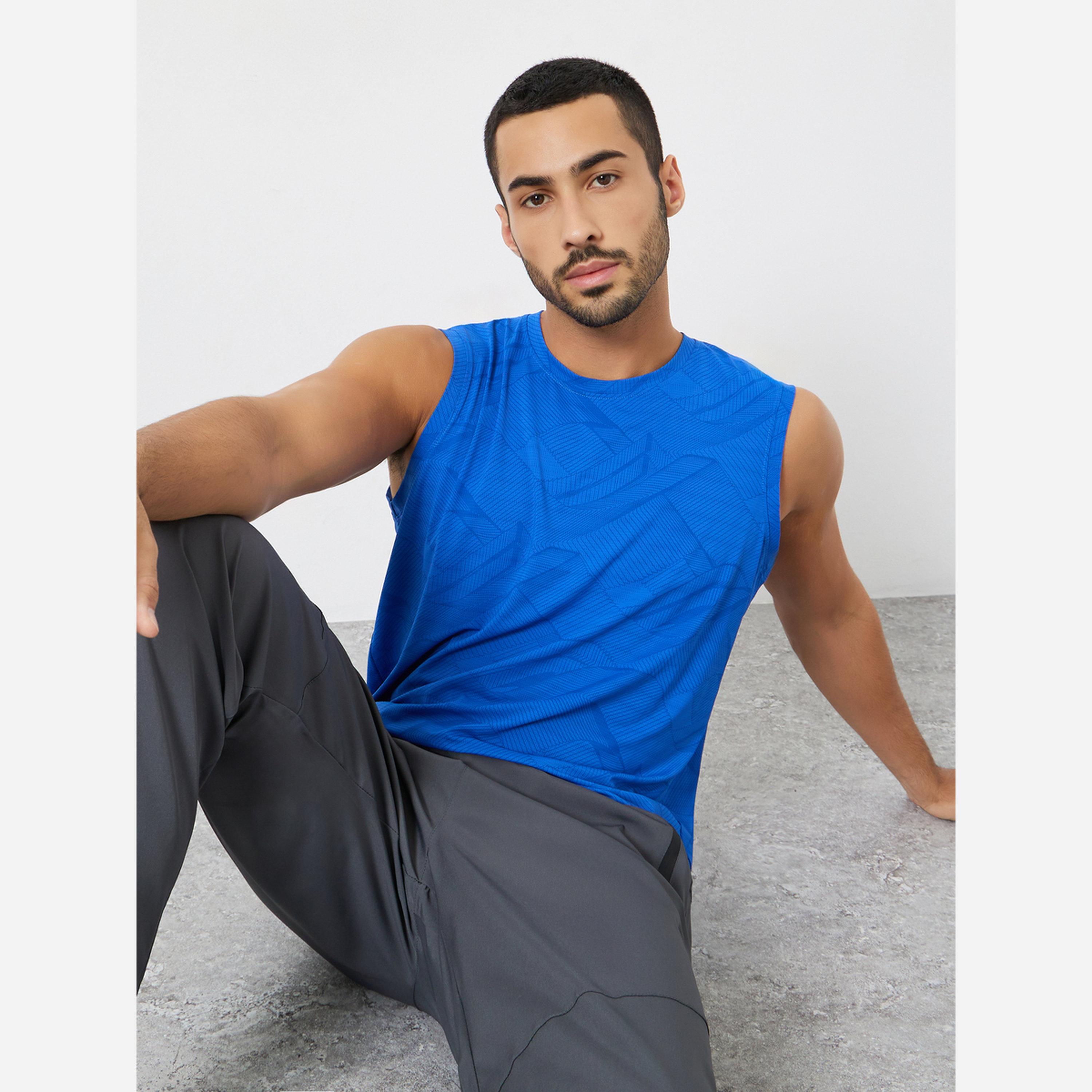 Styli Men Blue Printed Performance Relaxed Tank-men-clothing-sportswearandactivewear-tshirtsandpolos-image-3