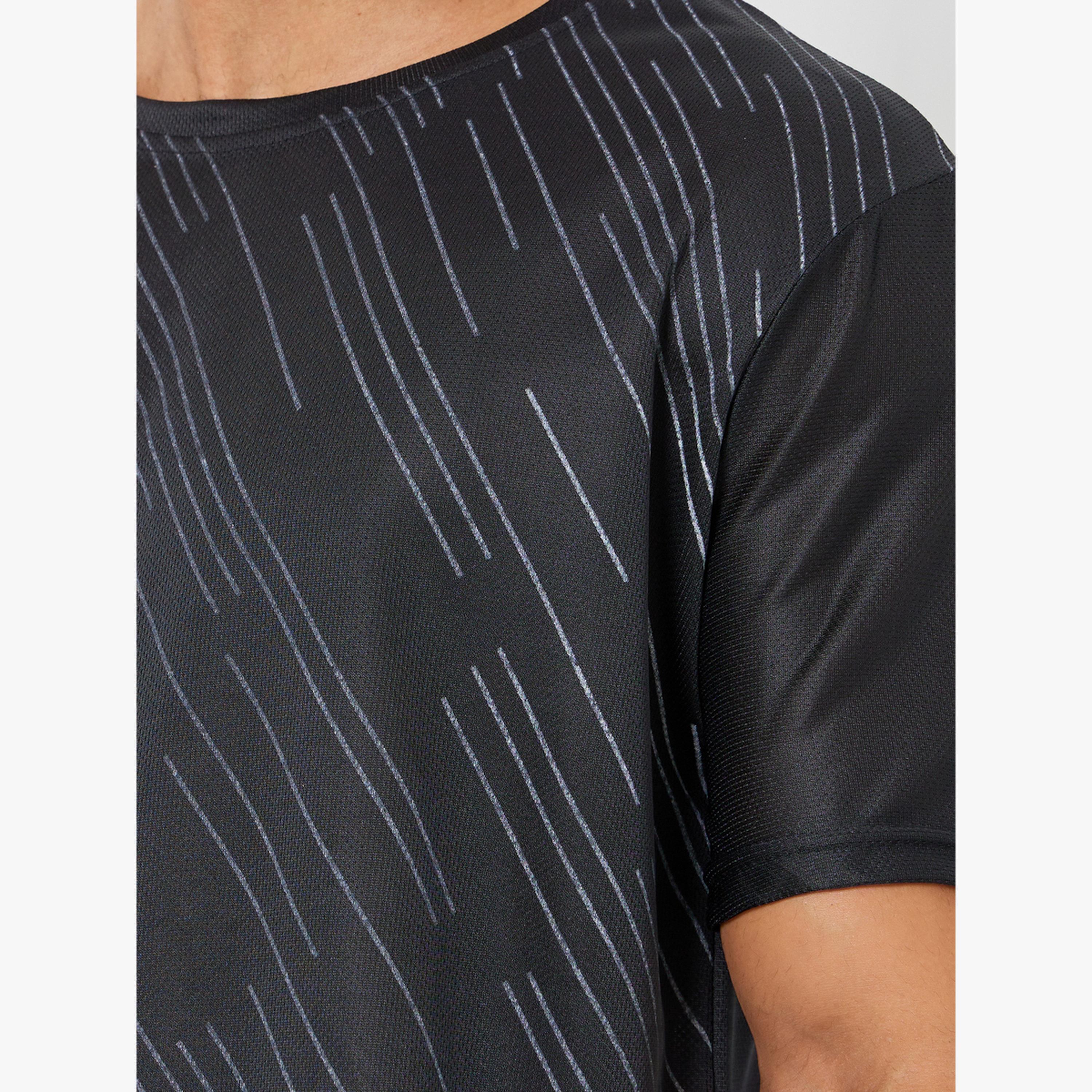 Styli Men Black Striped Training T-Shirt-men-clothing-sportswearandactivewear-tshirtsandpolos-image-4