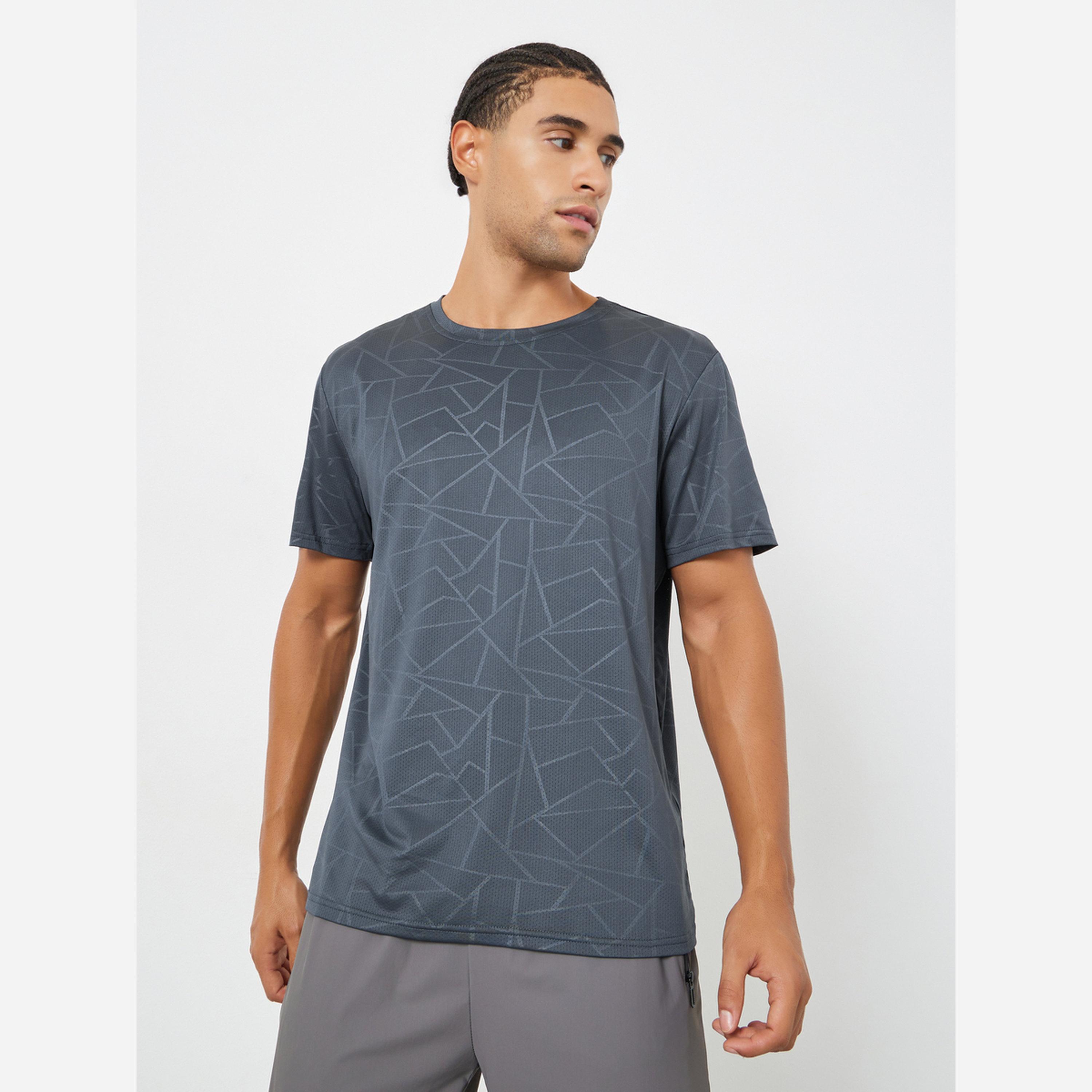ستايلي - تيشيرت تدريب رجالي لون رمادي طبعة-men-clothing-sportswearandactivewear-tshirtsandpolos-image-1