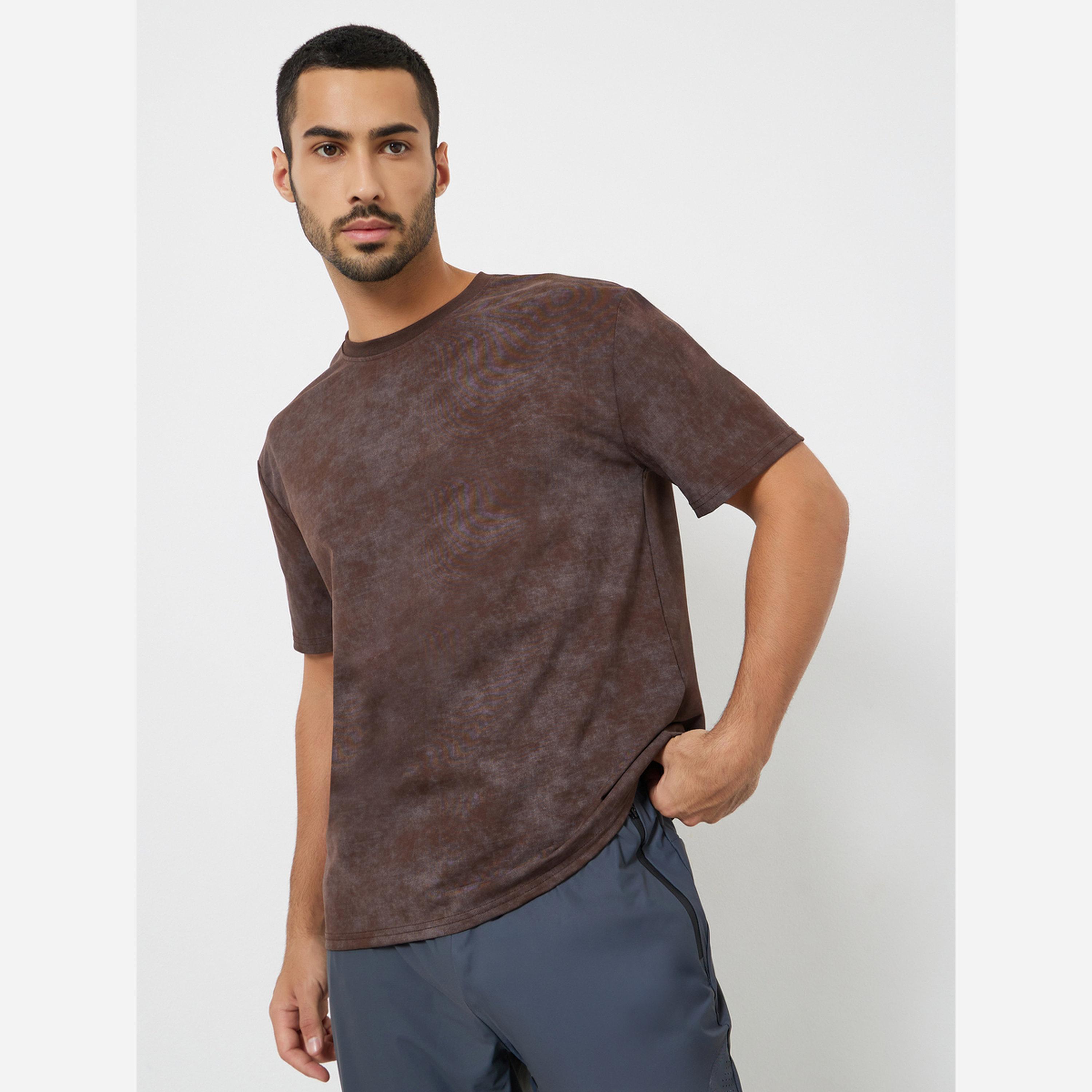 Styli Men Brown Printed Relaxed Training T-Shirt-men-clothing-sportswearandactivewear-tshirtsandpolos-image-1