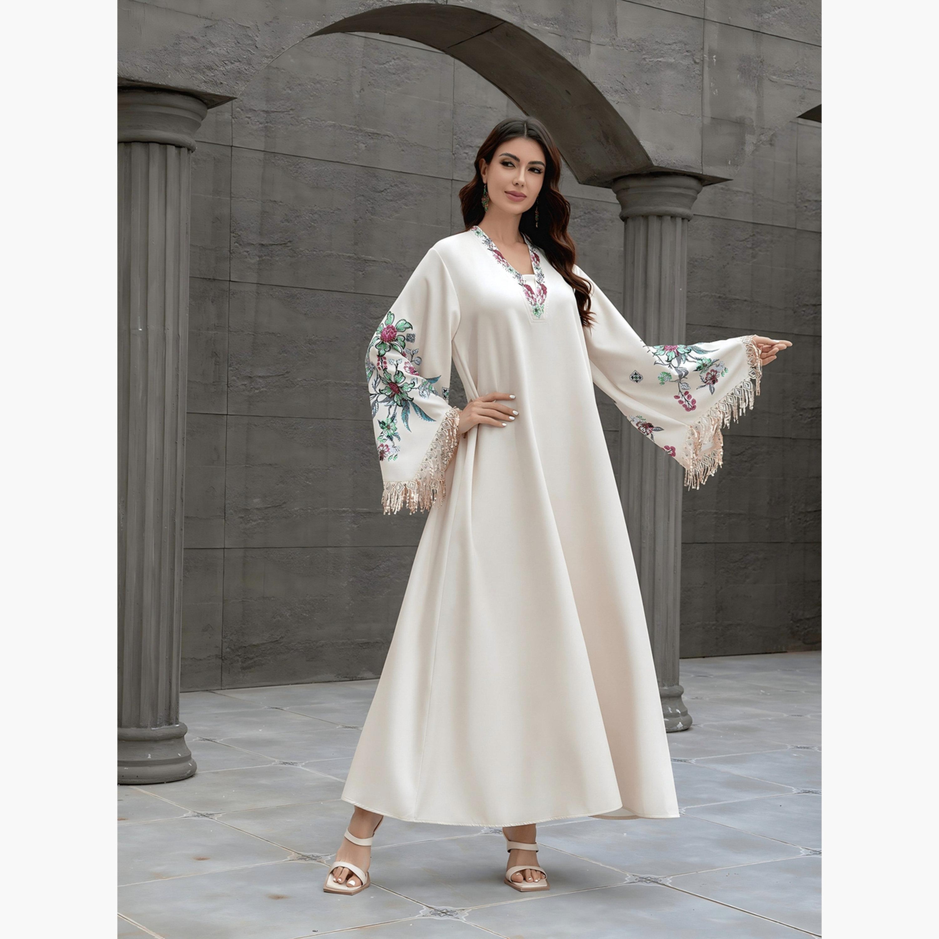 Take Two Floral Print Embellished Tassel Beaded Jalabiya-women-arabicclothing-jalabiyas-image-5