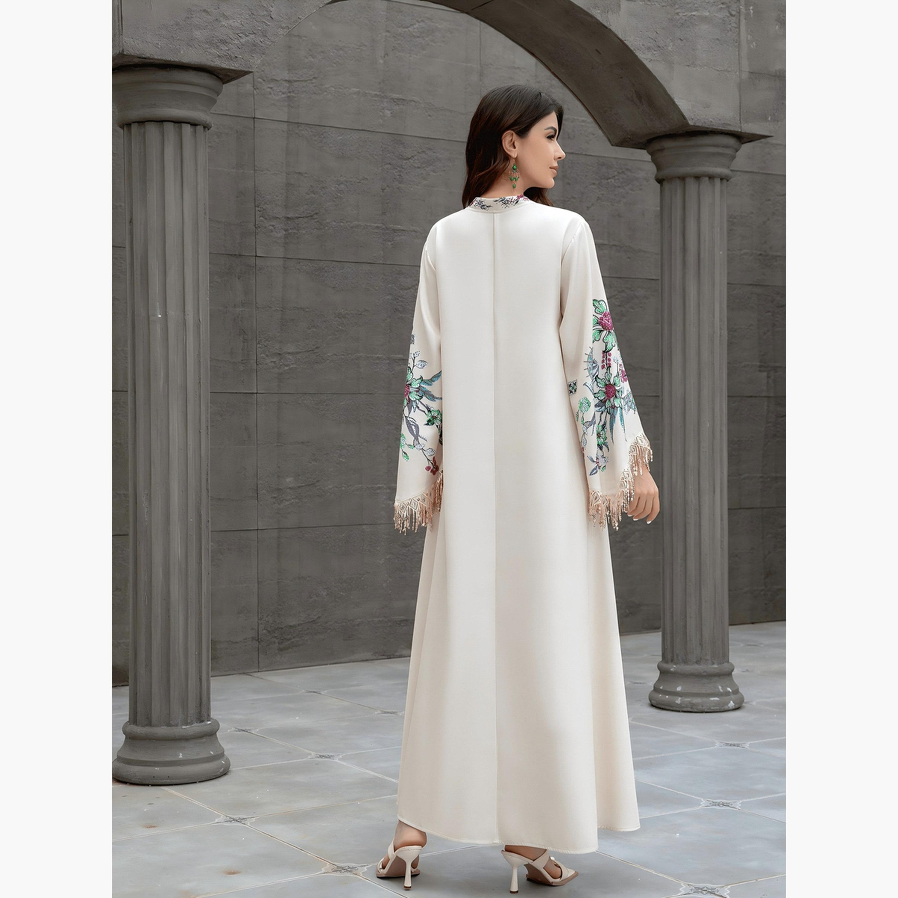 تيك تو - جلابية مزينة بالخرز ومزينة بشراشيب وطبعات الأزهار-women-arabicclothing-jalabiyas-image-6