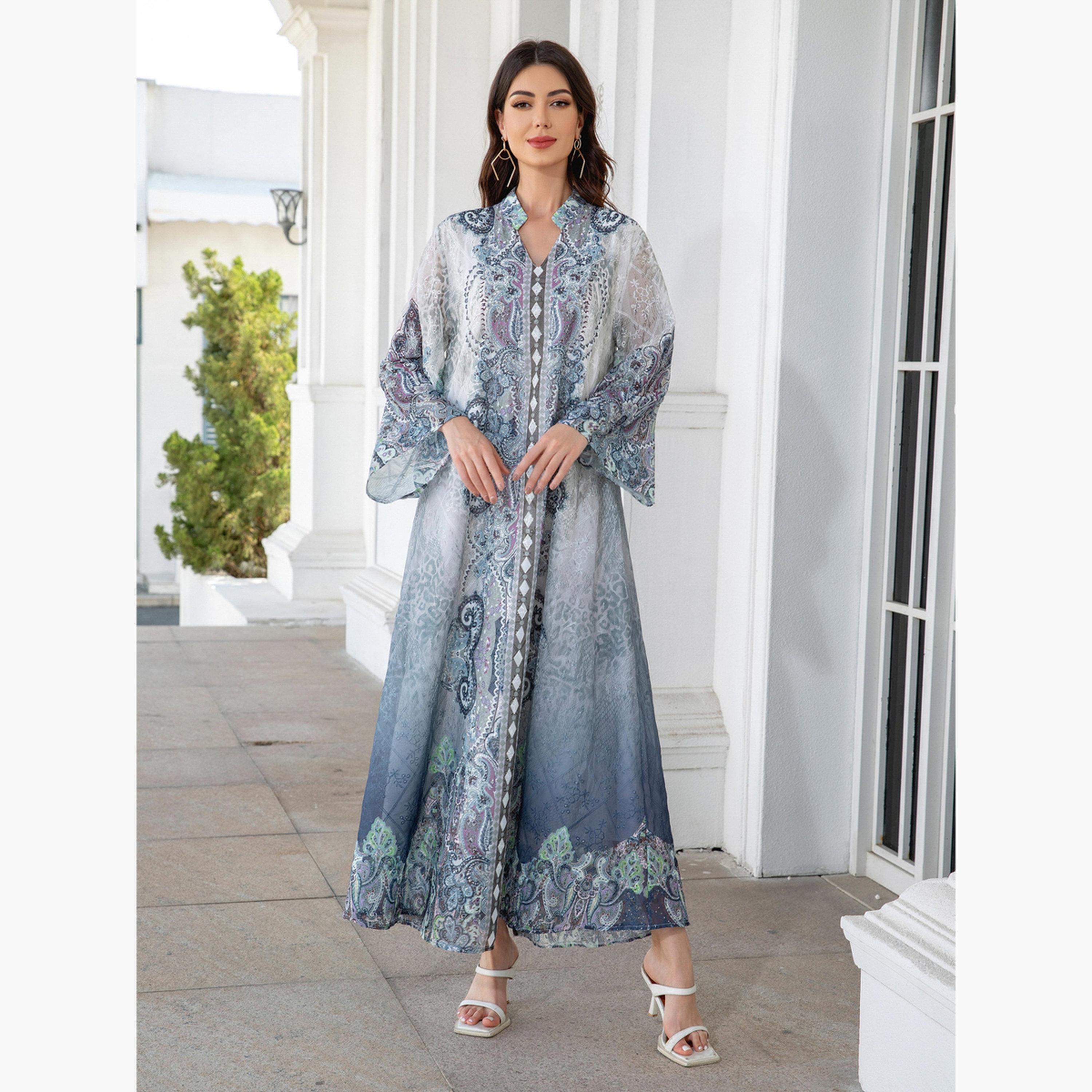 Take Two Printed Embroidery Detail Long Sleeve Jalabiya-women-arabicclothing-jalabiyas-image-5