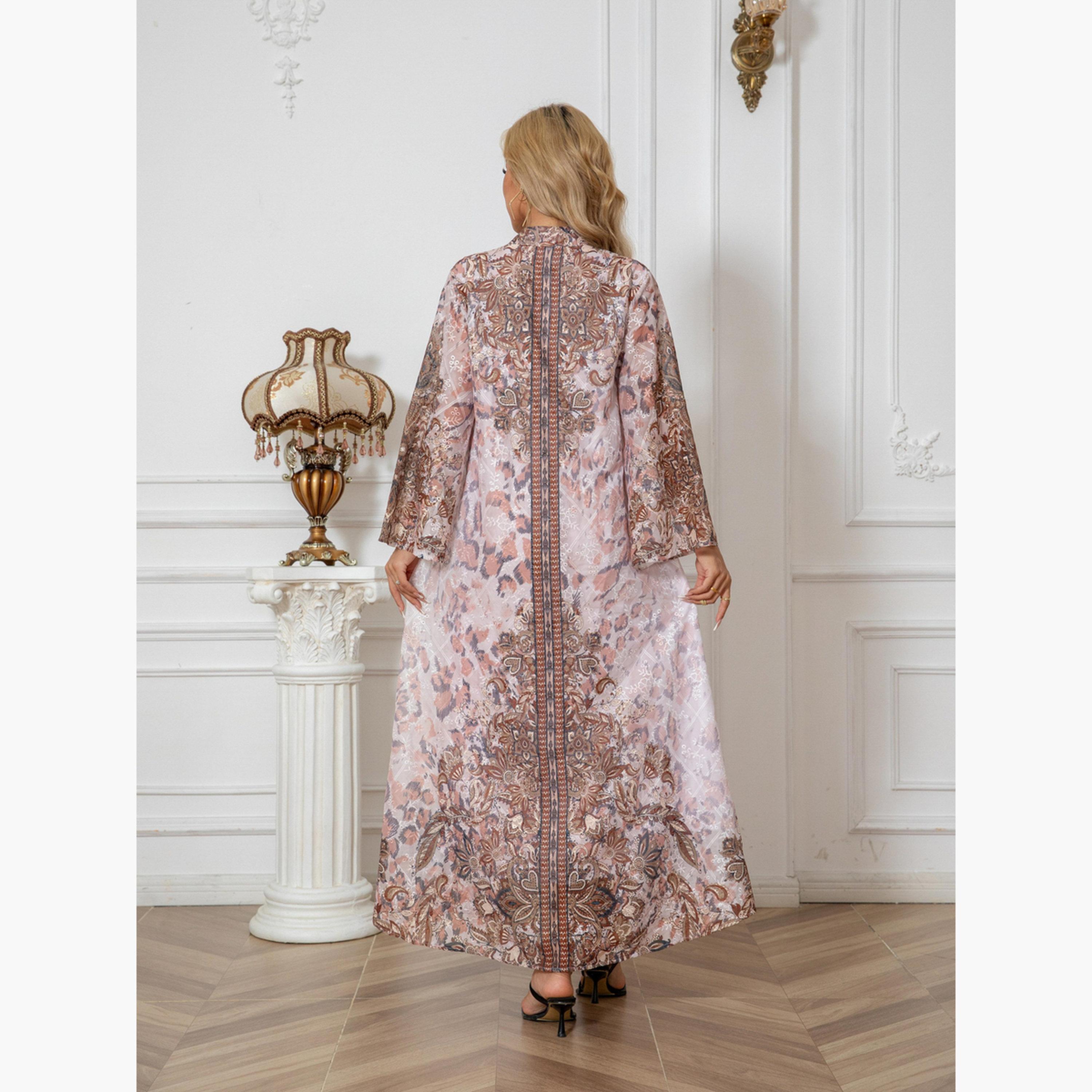 Take Two Printed Embroidery Detail Long Sleeve Jalabiya-women-arabicclothing-jalabiyas-image-6