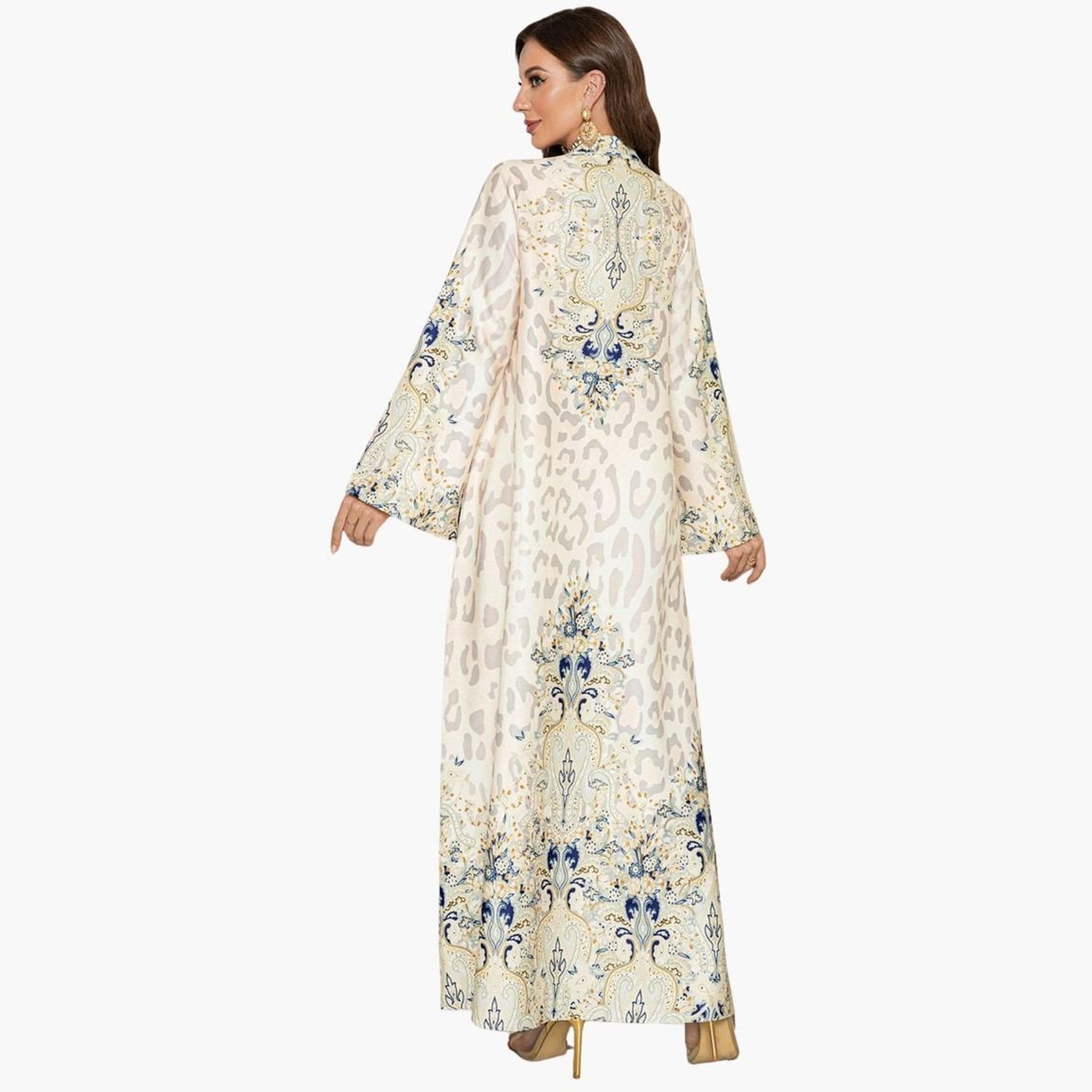 Take Two Floral Print Embellished Faux Pearl Detail Jalabiya-women-arabicclothing-jalabiyas-image-2