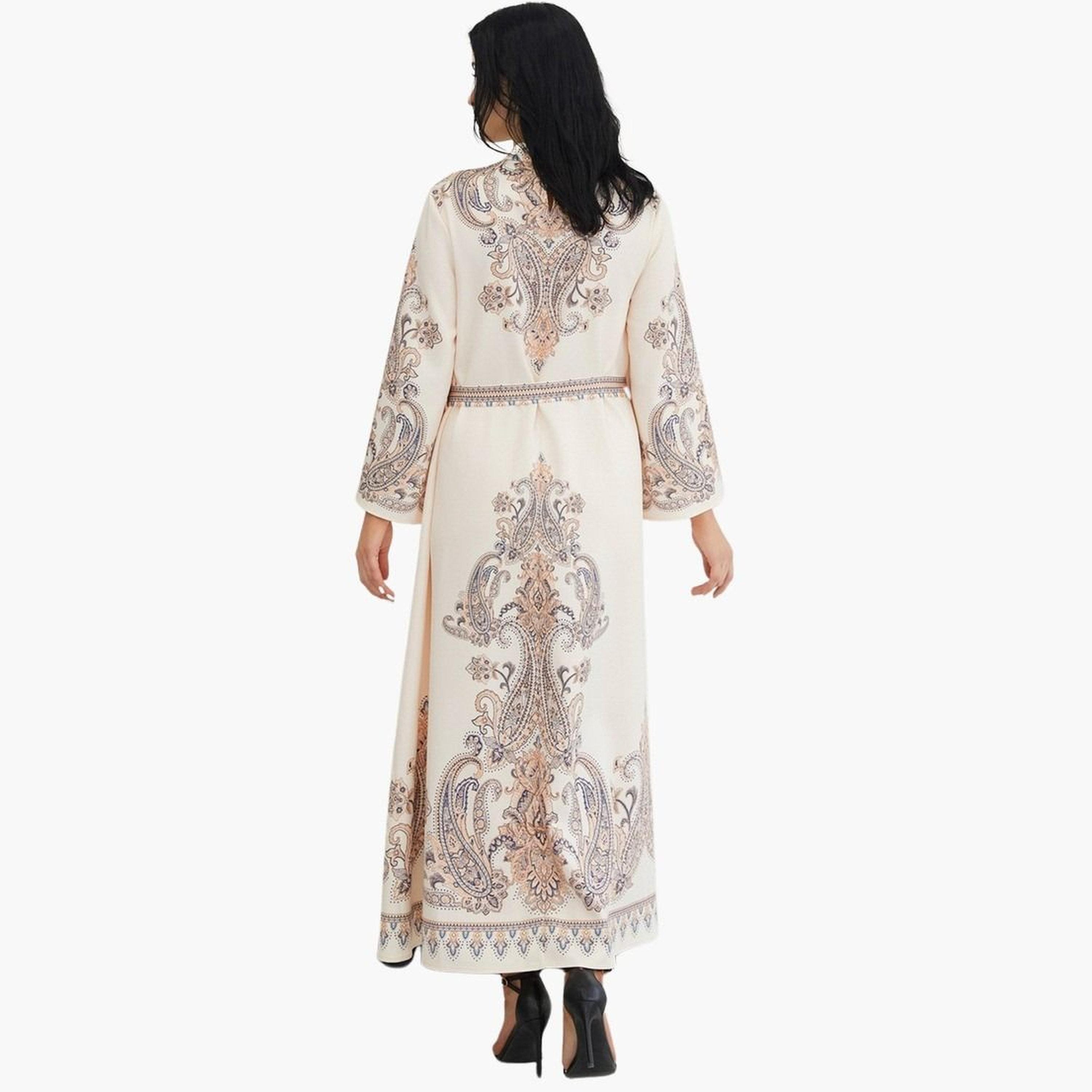 Take Two Printed Embellished High Neck Long Sleeve Jalabiya-women-arabicclothing-jalabiyas-image-2