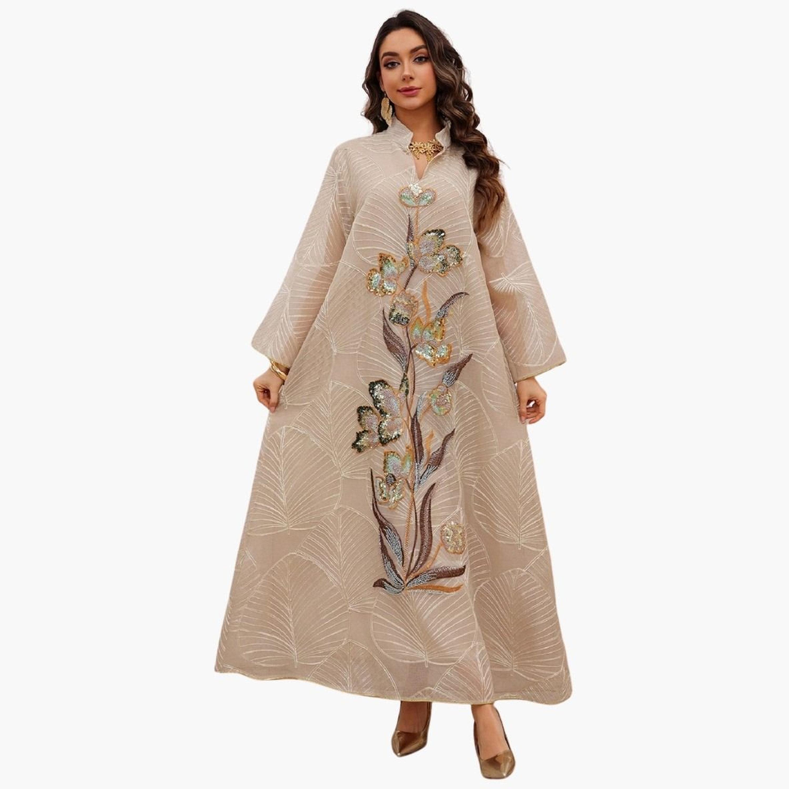تيك تو - جلابية مزينة برقعة من الترتر المزخرف-women-arabicclothing-jalabiyas-image-1