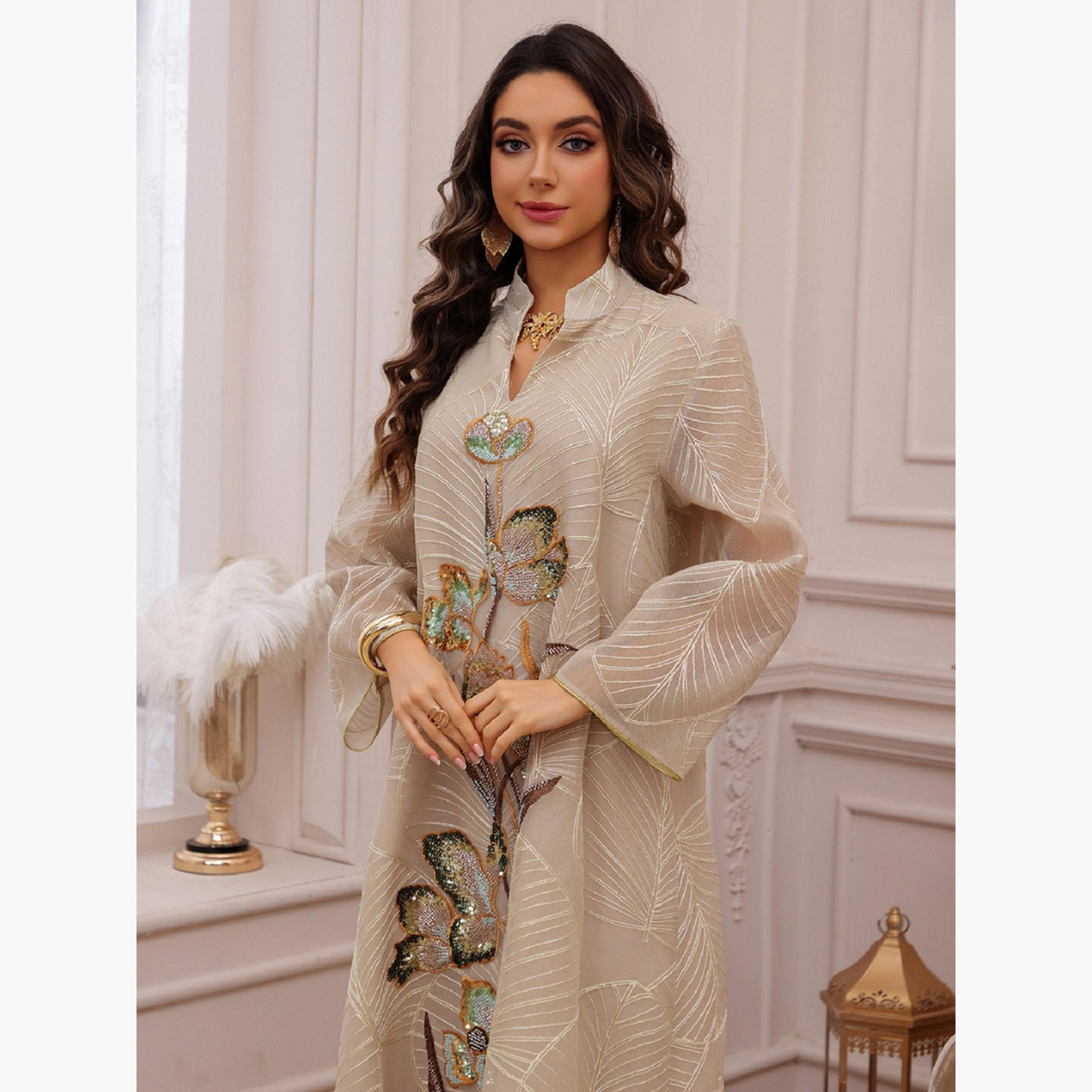 تيك تو - جلابية مزينة برقعة من الترتر المزخرف-women-arabicclothing-jalabiyas-image-3