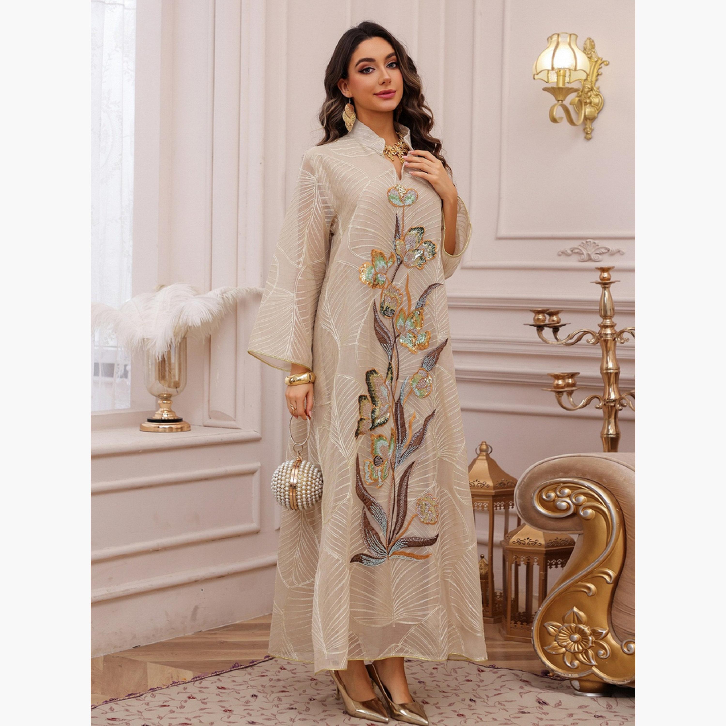 Take Two Textured Sequined Patch Detail Jalabiya-women-arabicclothing-jalabiyas-image-4