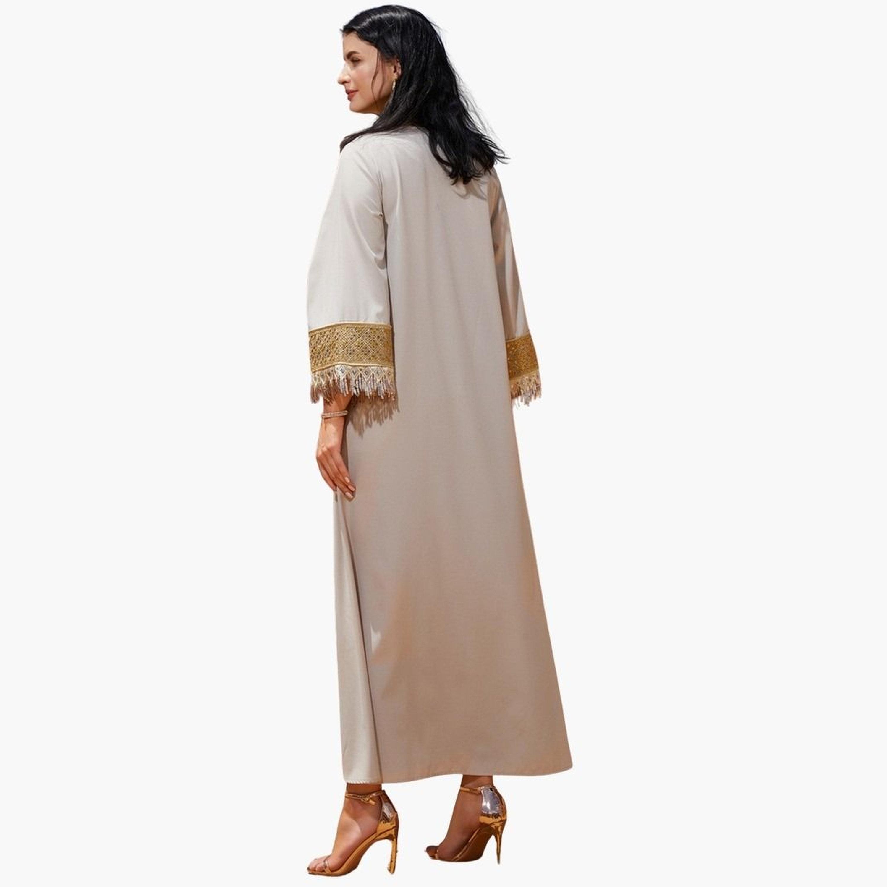 Take Two Sequined Embellished Sleeve Tassel Detail Jalabiya-women-arabicclothing-jalabiyas-image-2