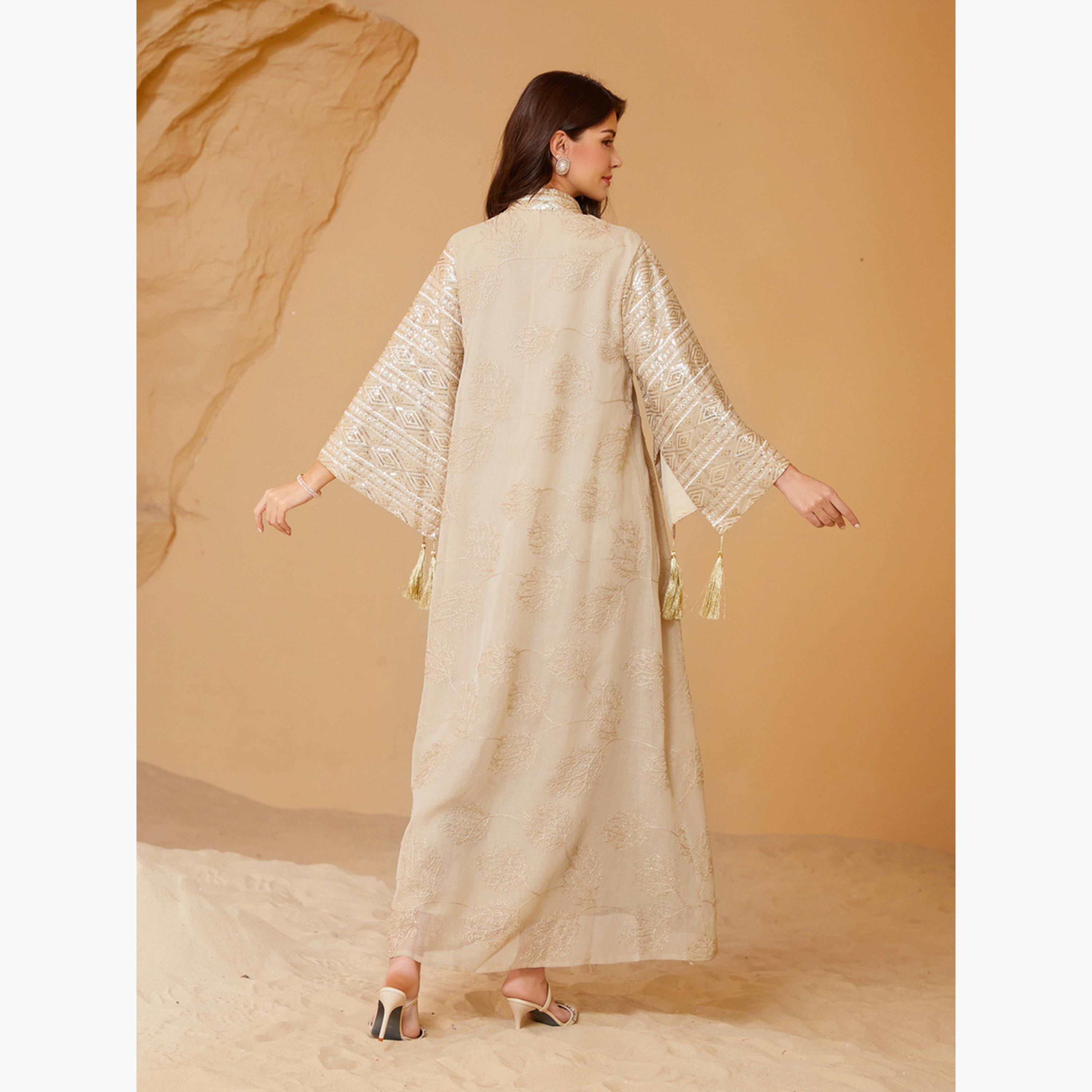 تيك تو - جلابية مزينة بالترتر باللون البيج-women-arabicclothing-jalabiyas-image-6